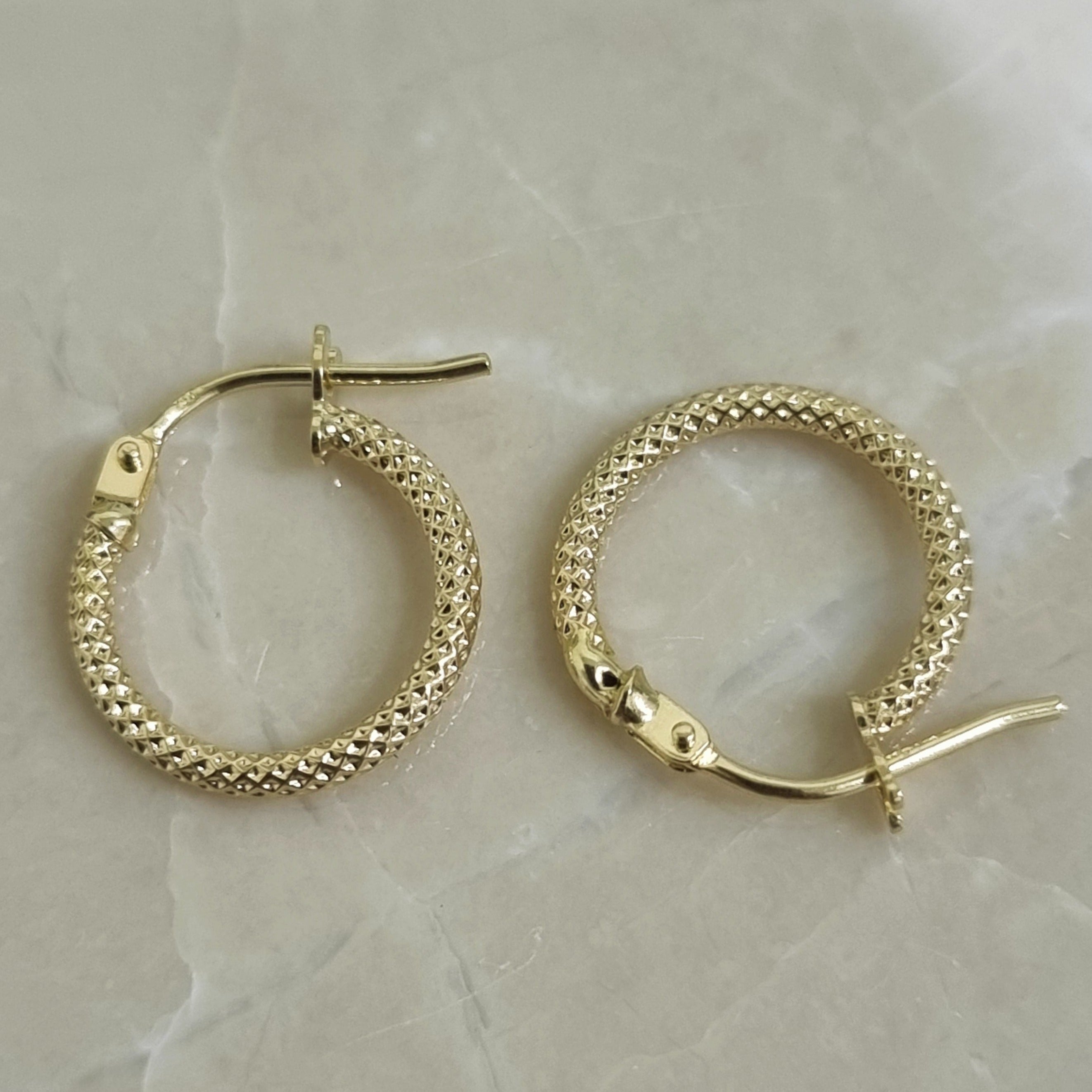 18K Pure Gold Round Hoop Earring Set