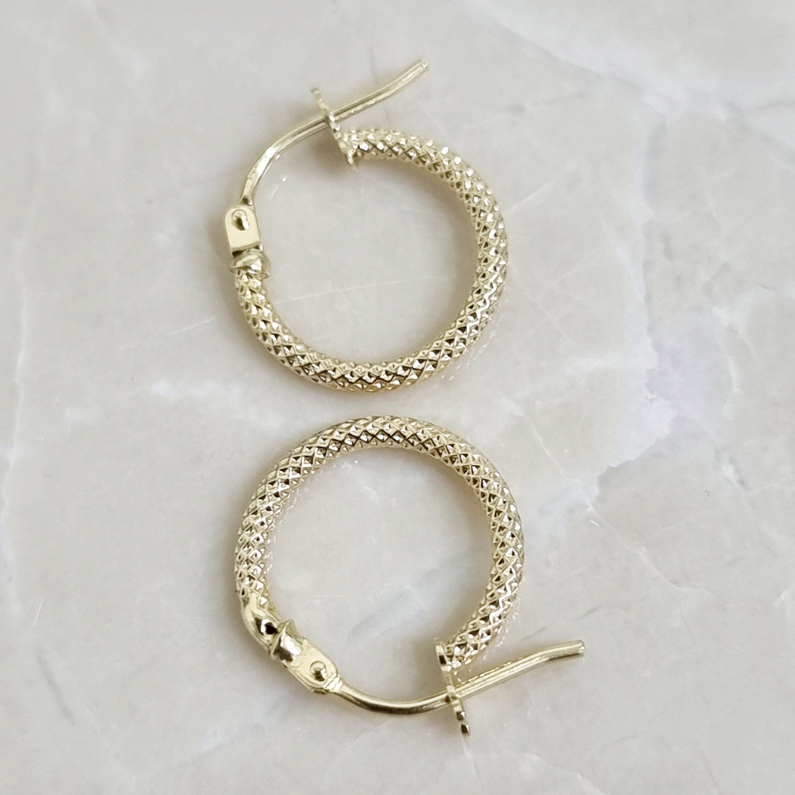 18K Pure Gold Round Hoop Earring Set