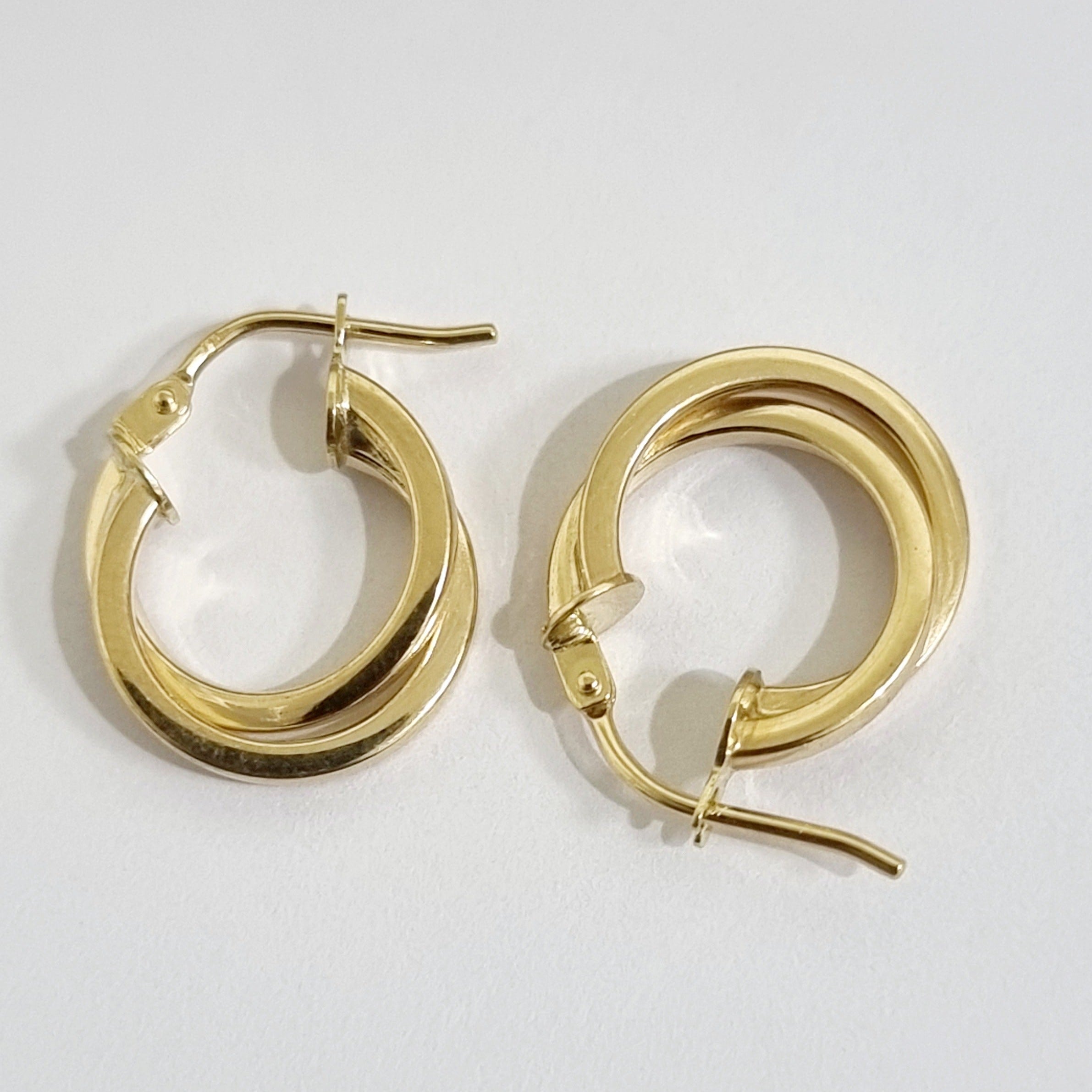 18K Pure Gold Double Round Earring Set