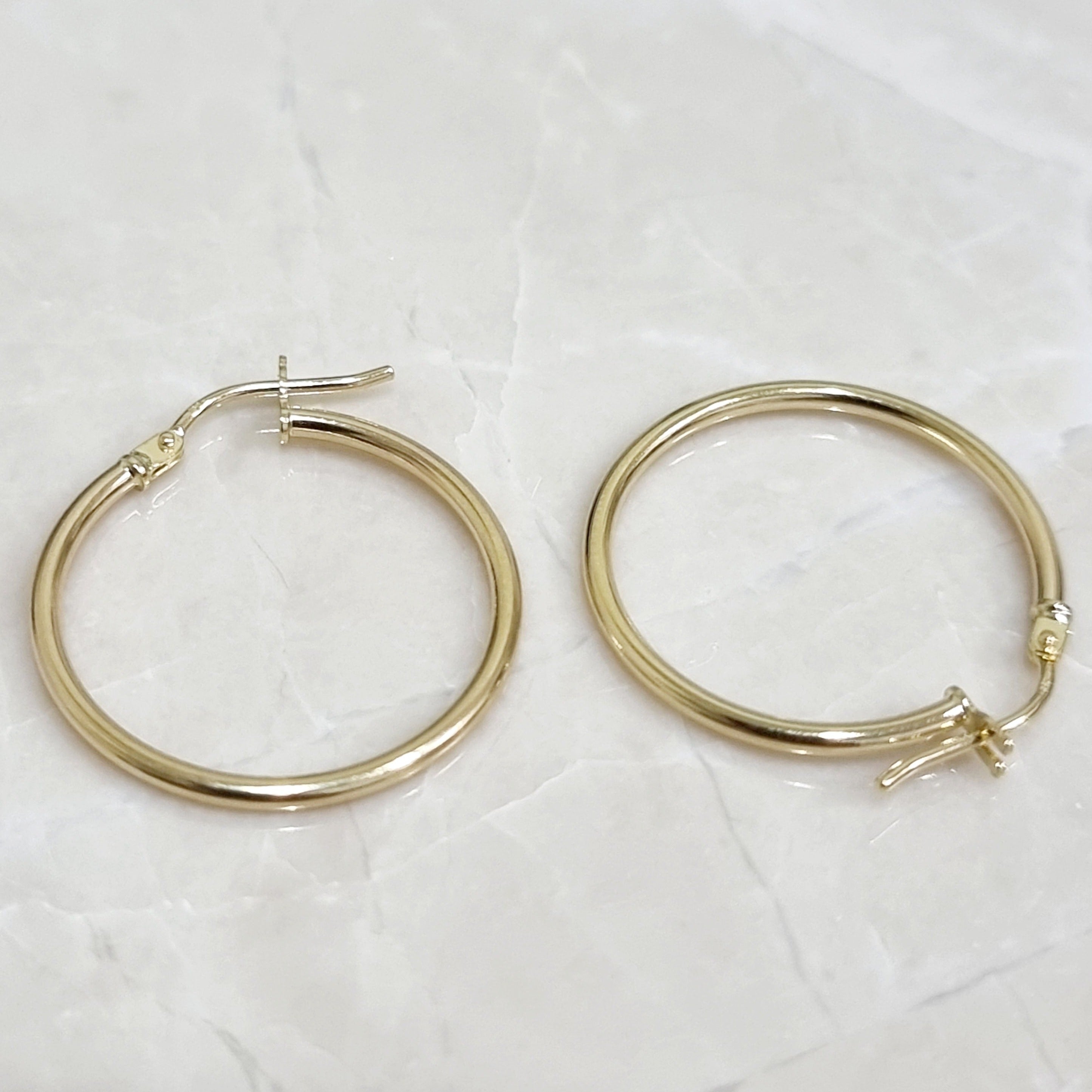 18K Pure Gold Round Hoop Earring Set