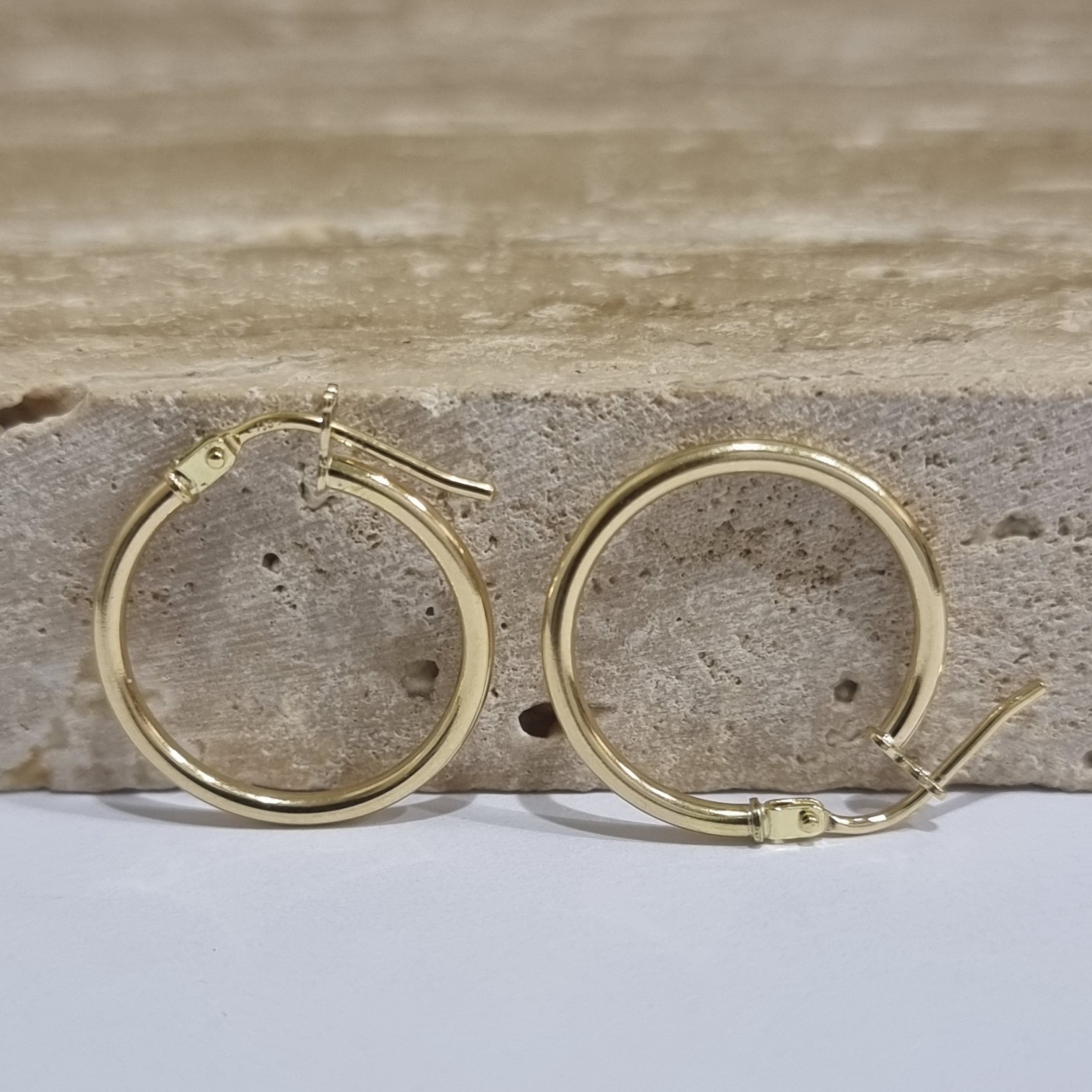 18K Pure Gold Small Round Hoop Earring Set