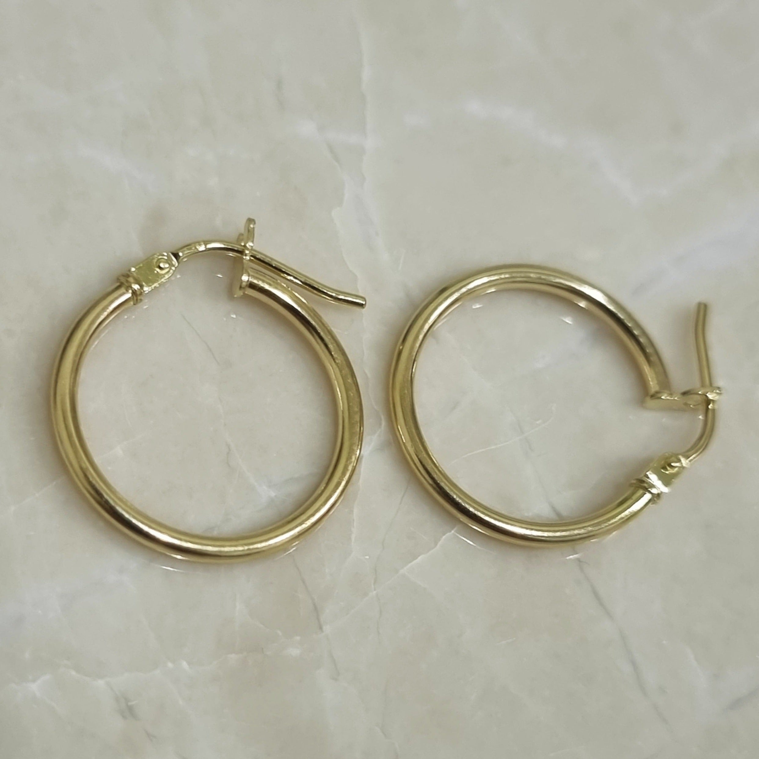 18K Pure Gold Small Round Hoop Earring Set