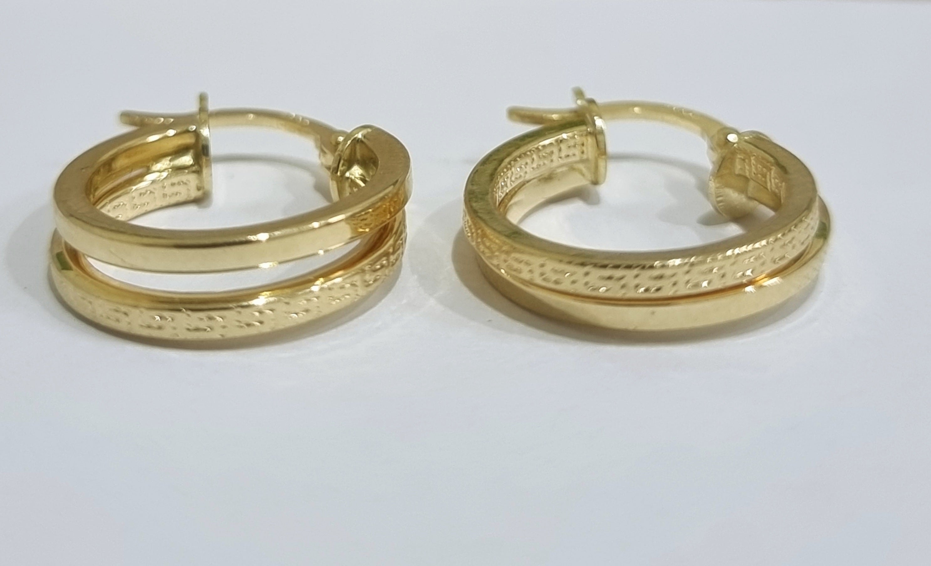 18K Pure Gold Double Round Earring Set