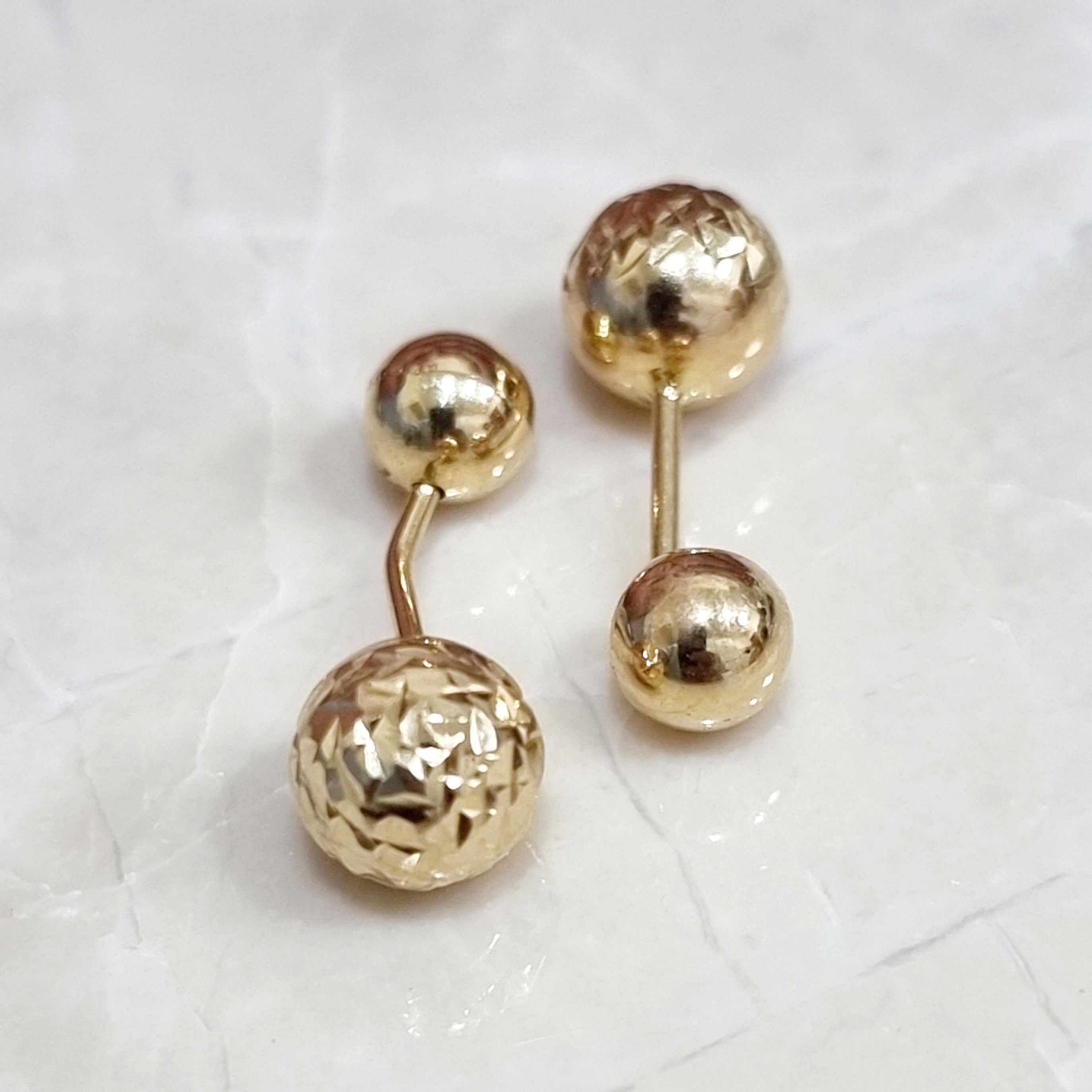 18K Pure Gold Double Side Bead Earring Set