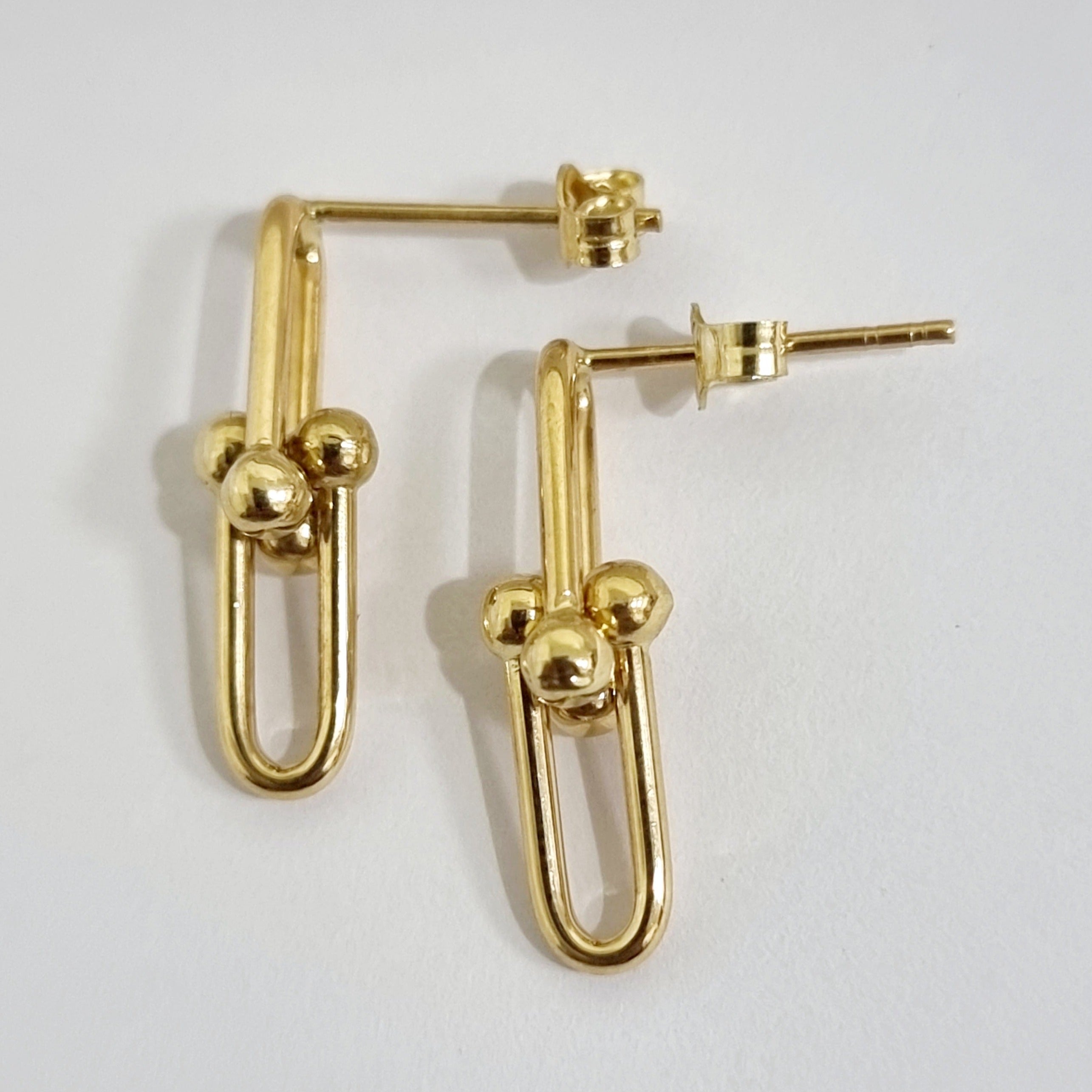18K Pure Gold U-Link Earring Set