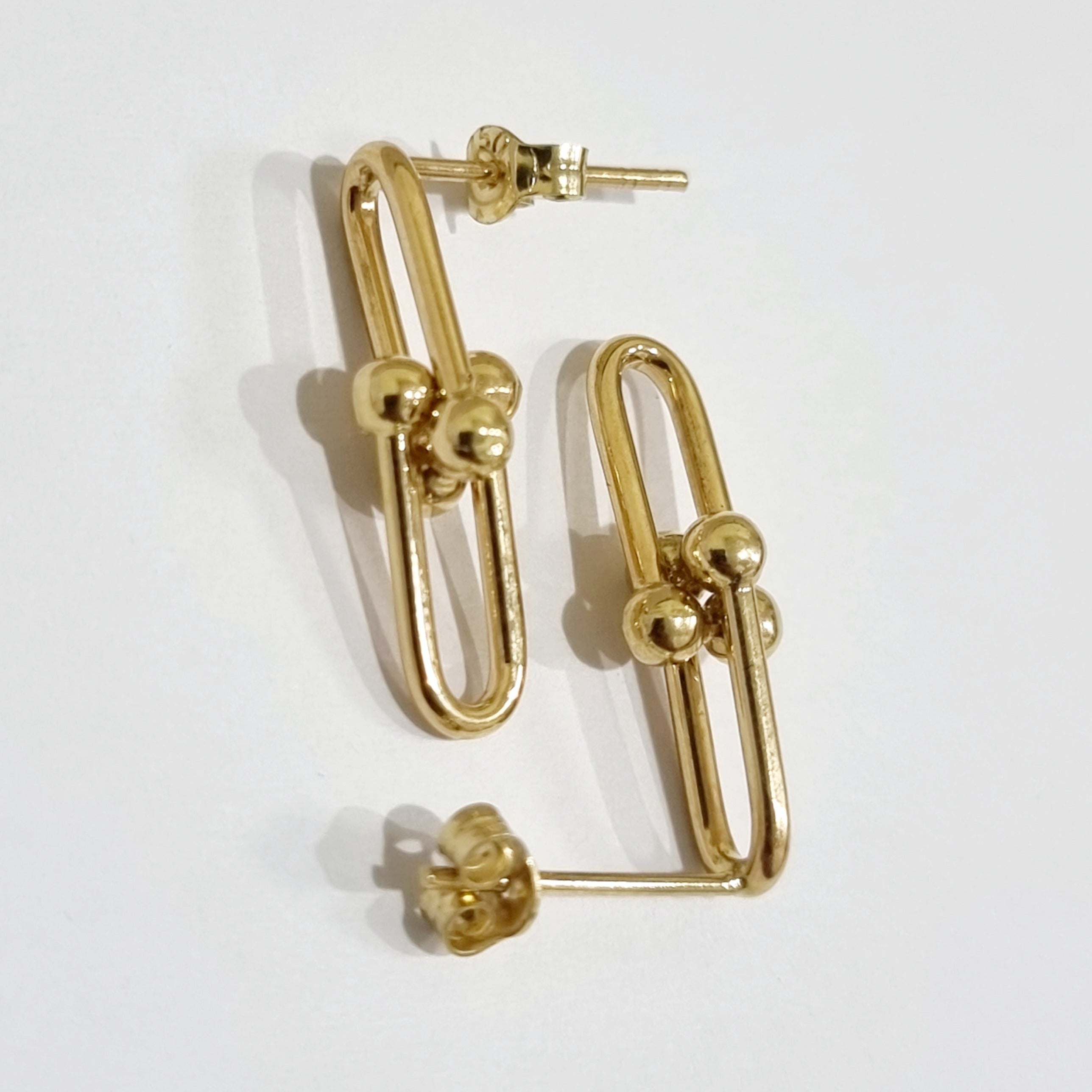 18K Pure Gold U-Link Earring Set