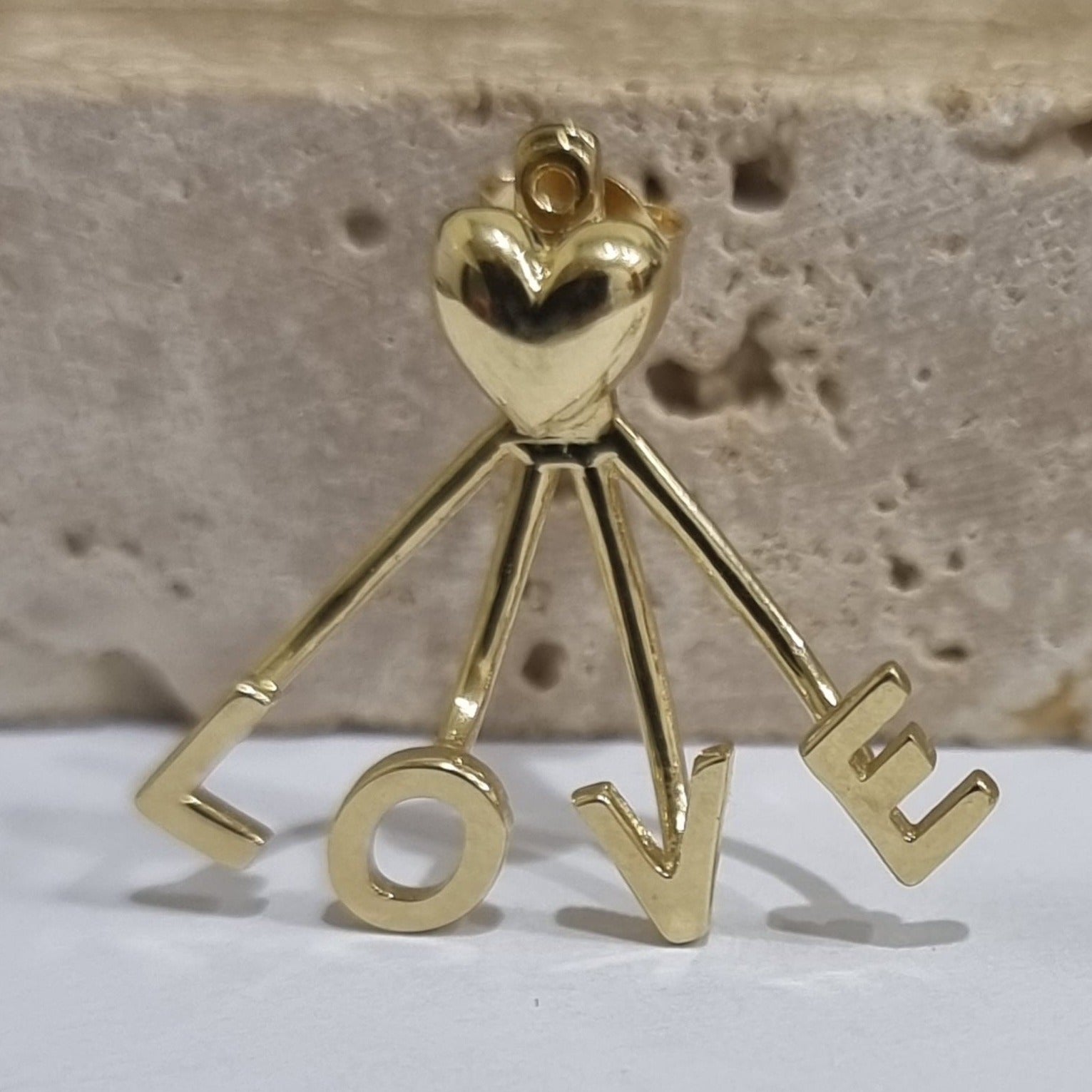 18K Pure Gold Heart Love Earring Set