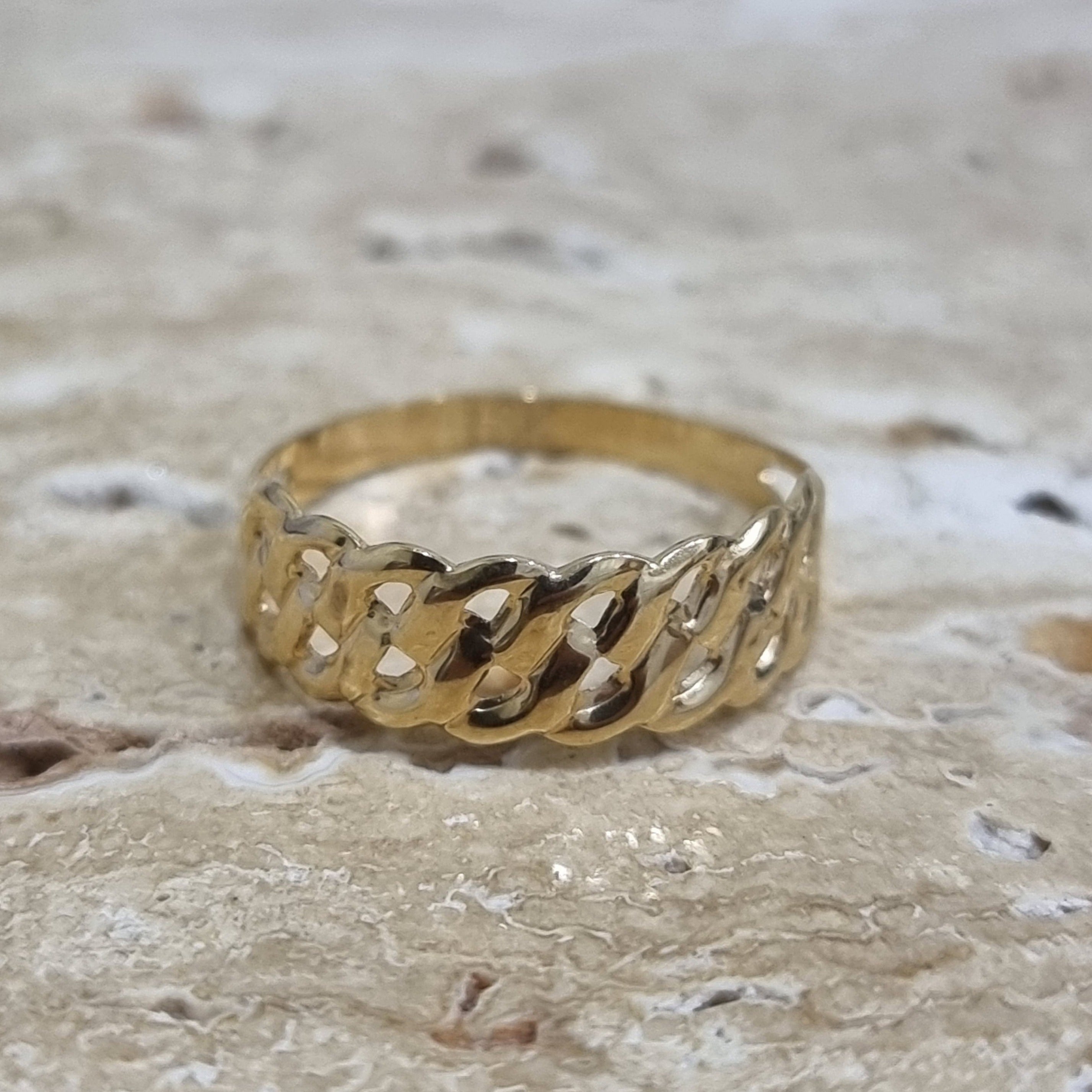 18K Pure Gold Net Ring