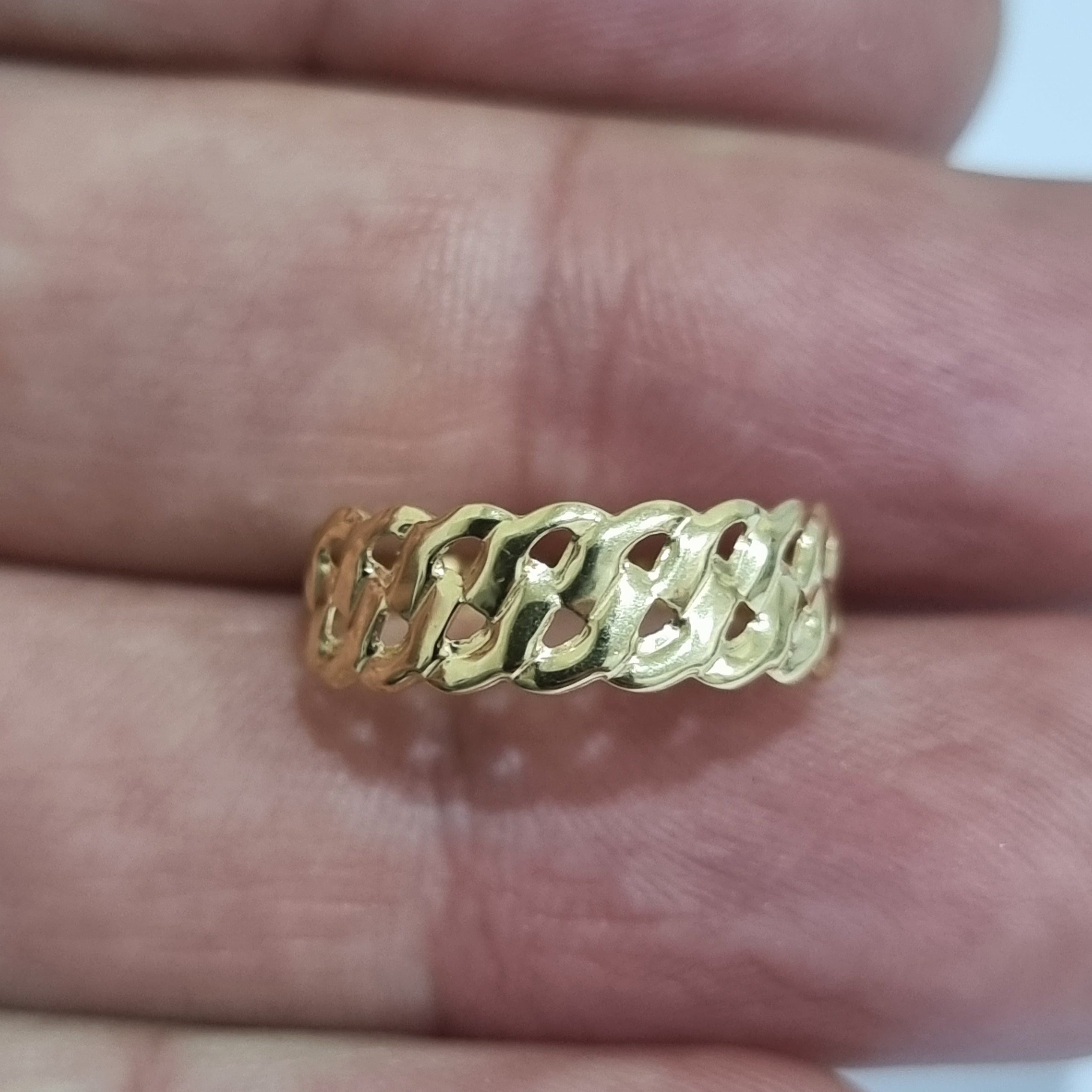 18K Pure Gold Net Ring