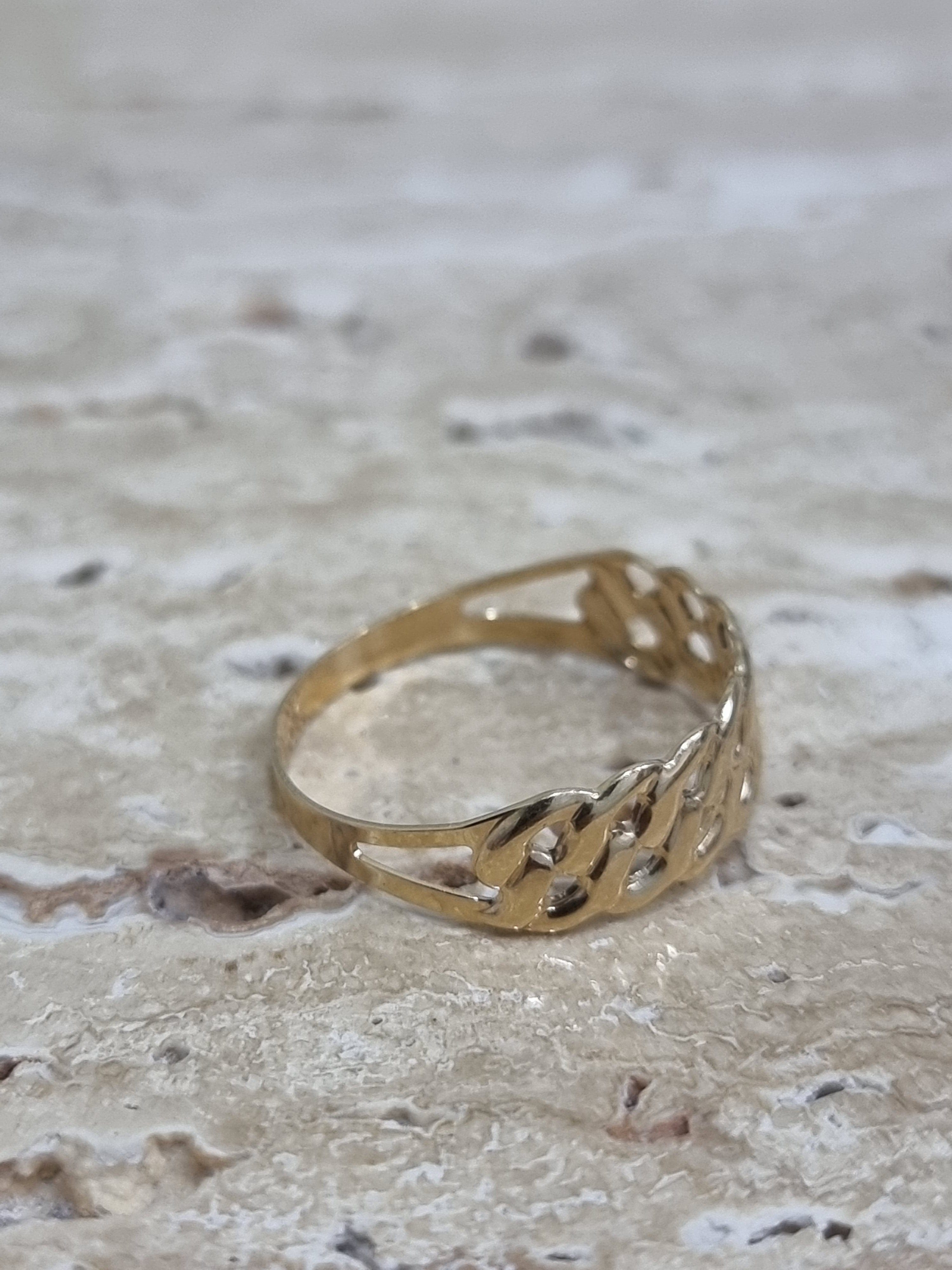 18K Pure Gold Net Ring