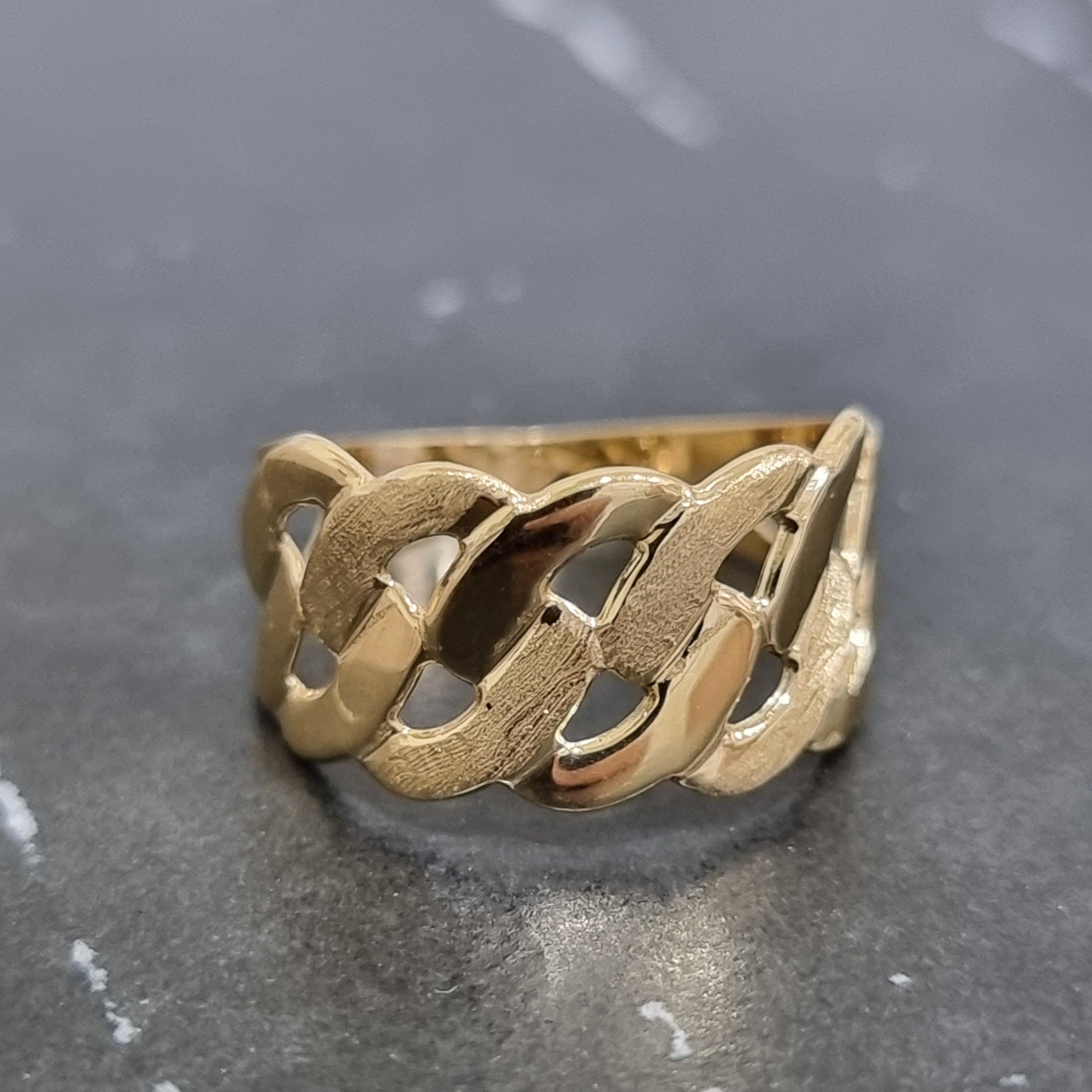 18K Pure Gold Net Ring