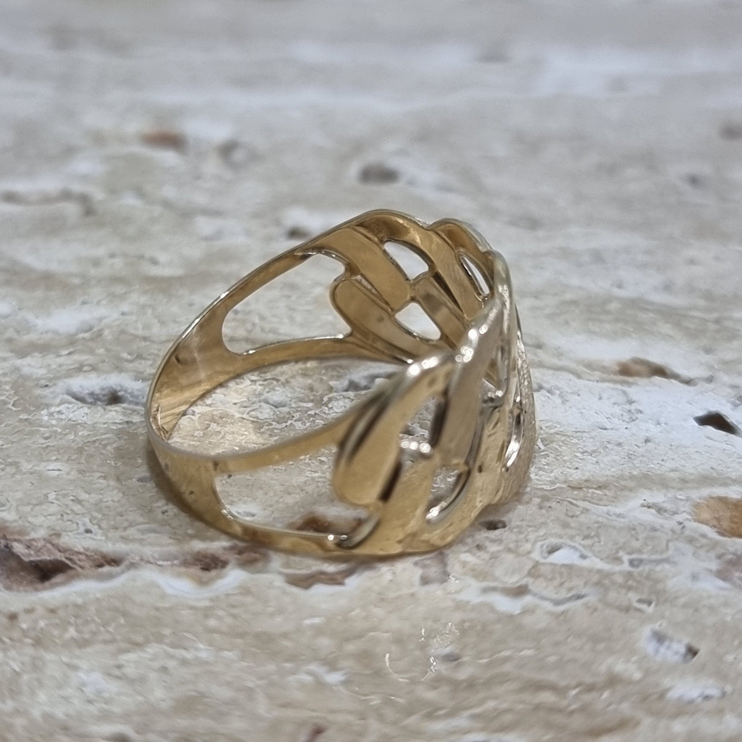 18K Pure Gold Net Ring