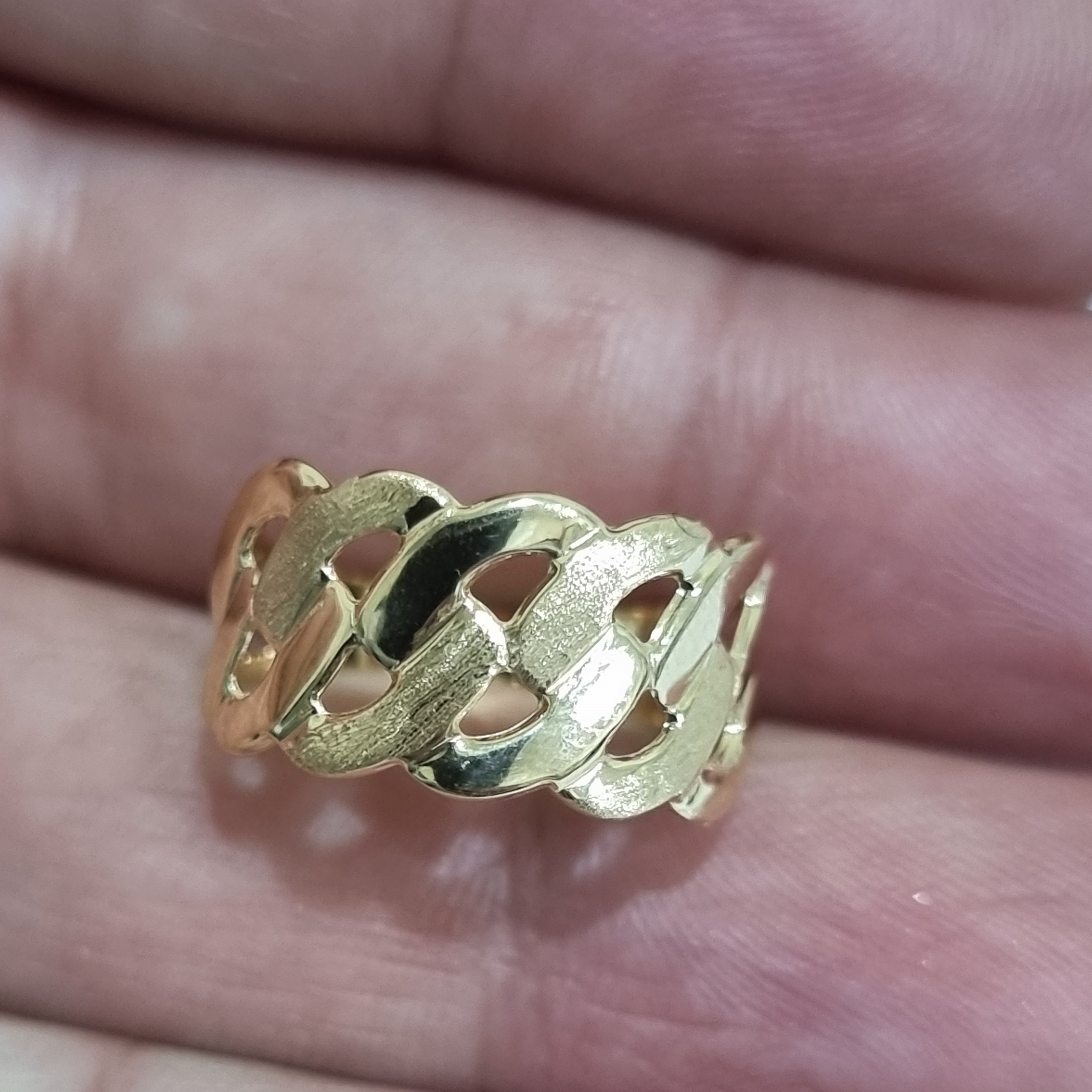 18K Pure Gold Net Ring