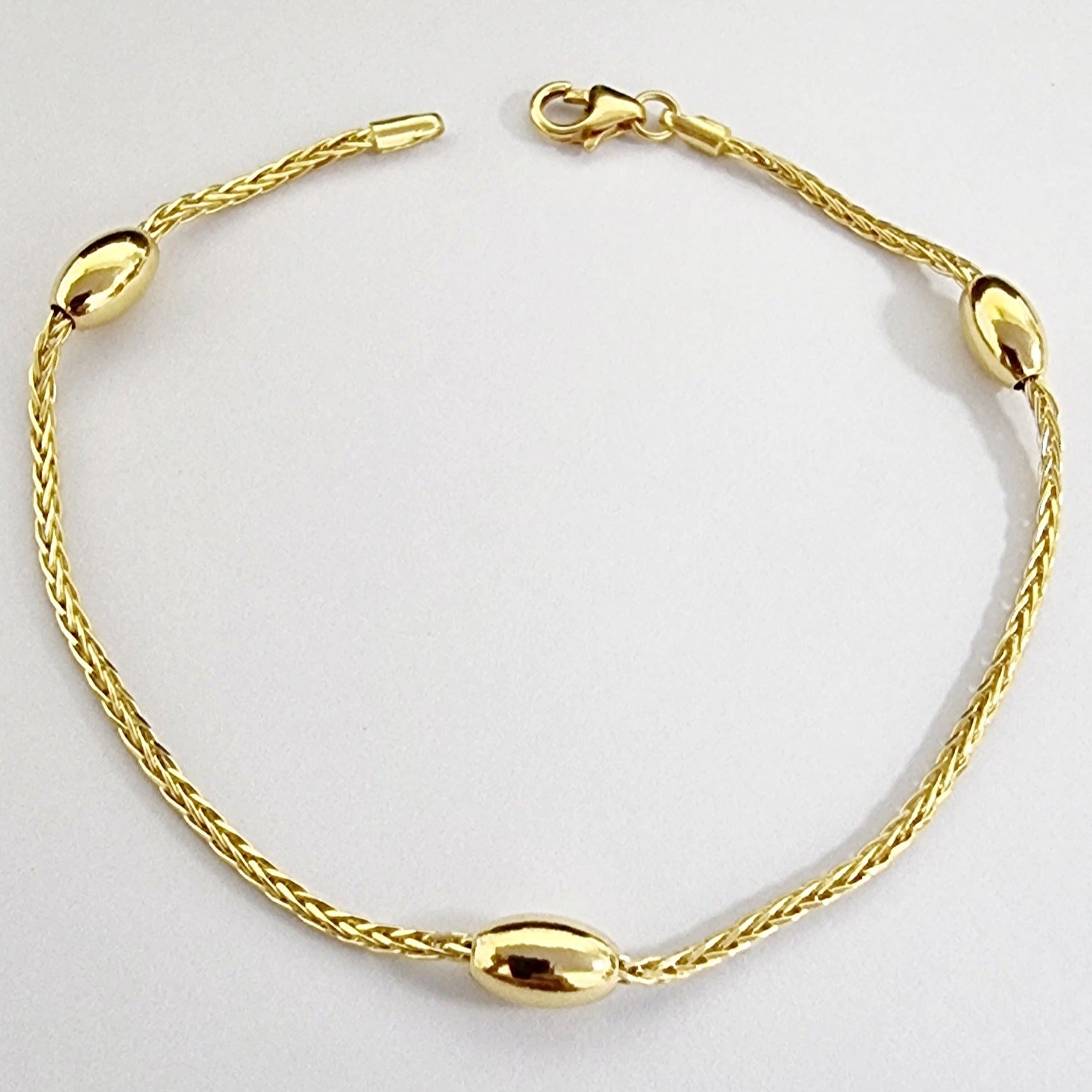 18K Pure Gold Oval Seed Bracelet