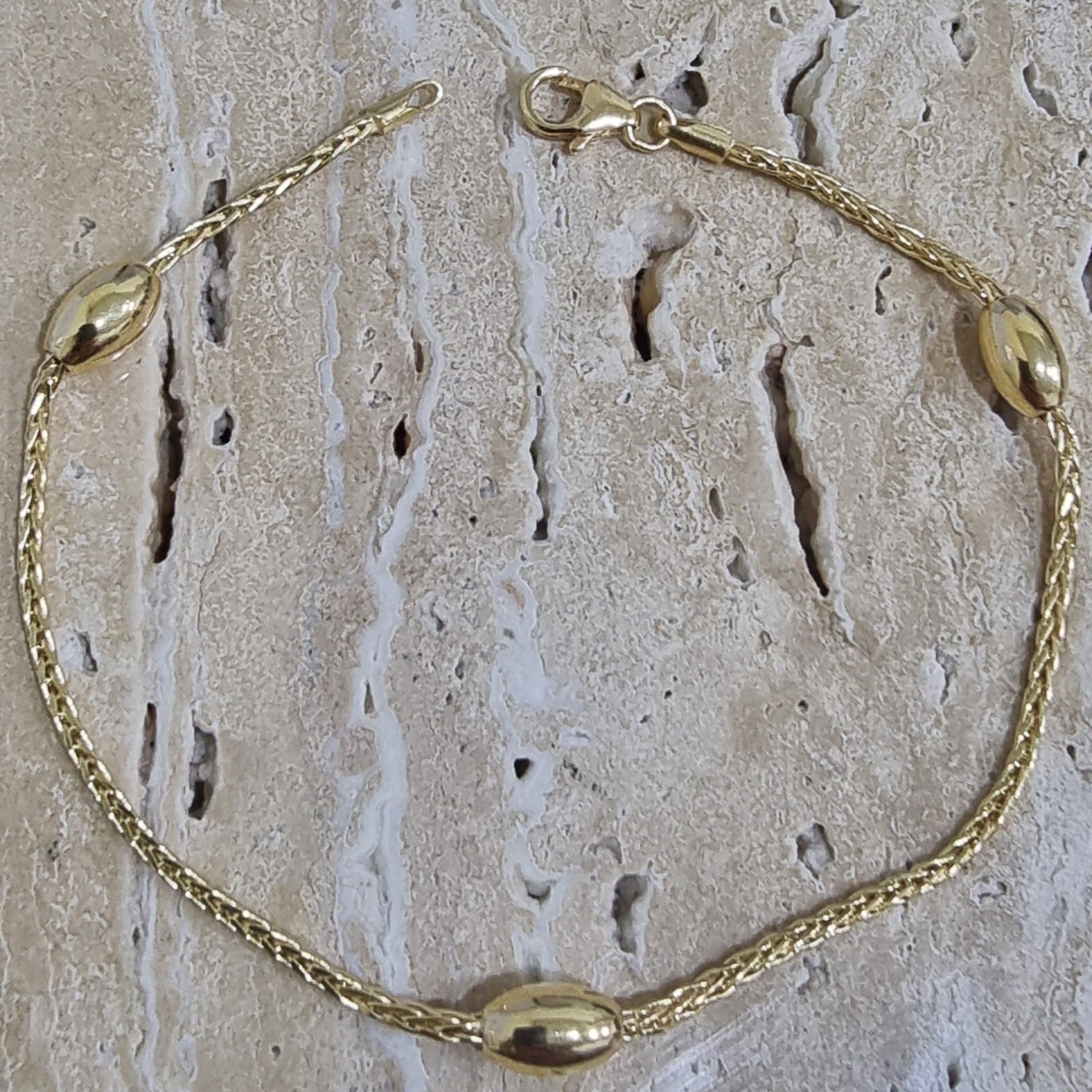 18K Pure Gold Oval Seed Bracelet