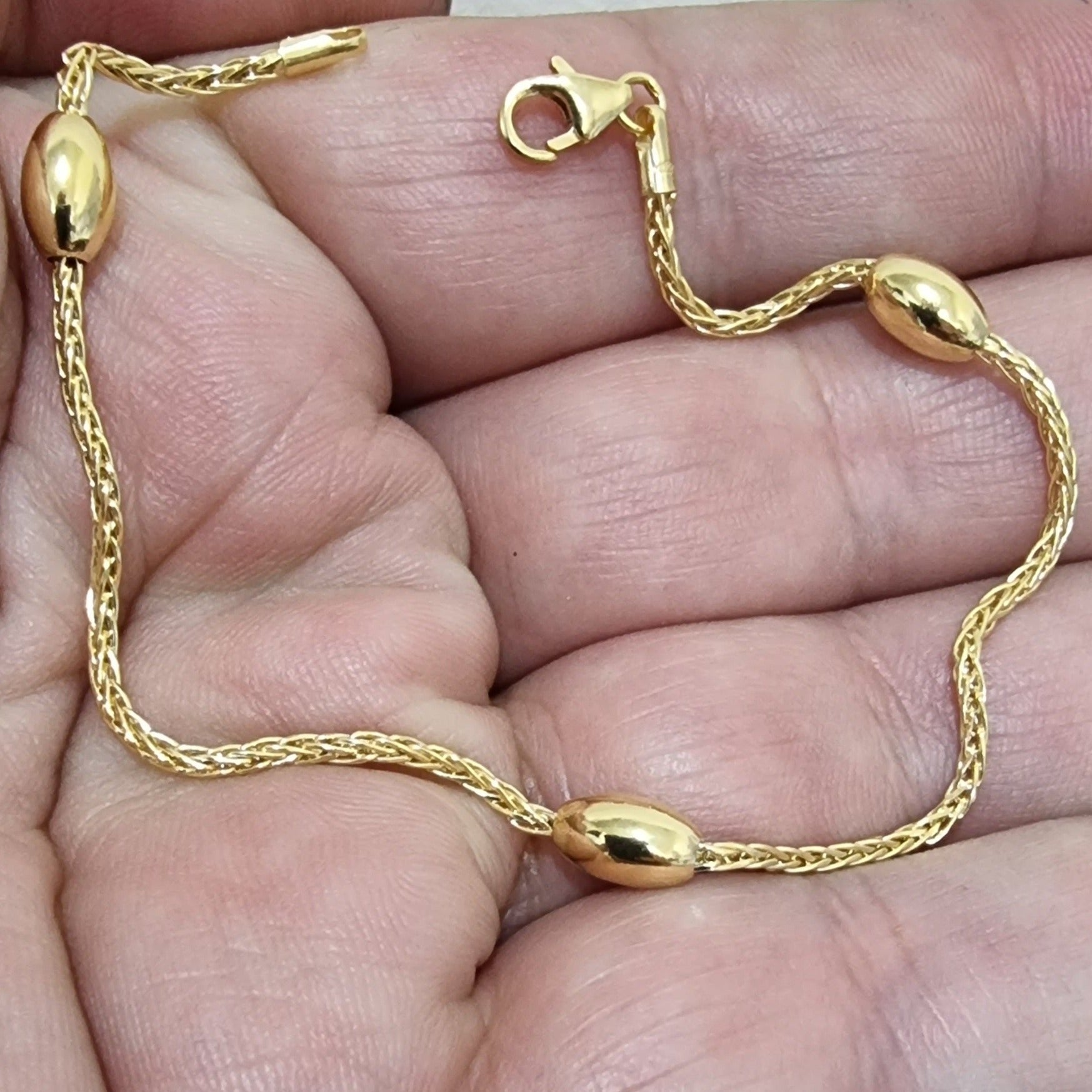 18K Pure Gold Oval Seed Bracelet