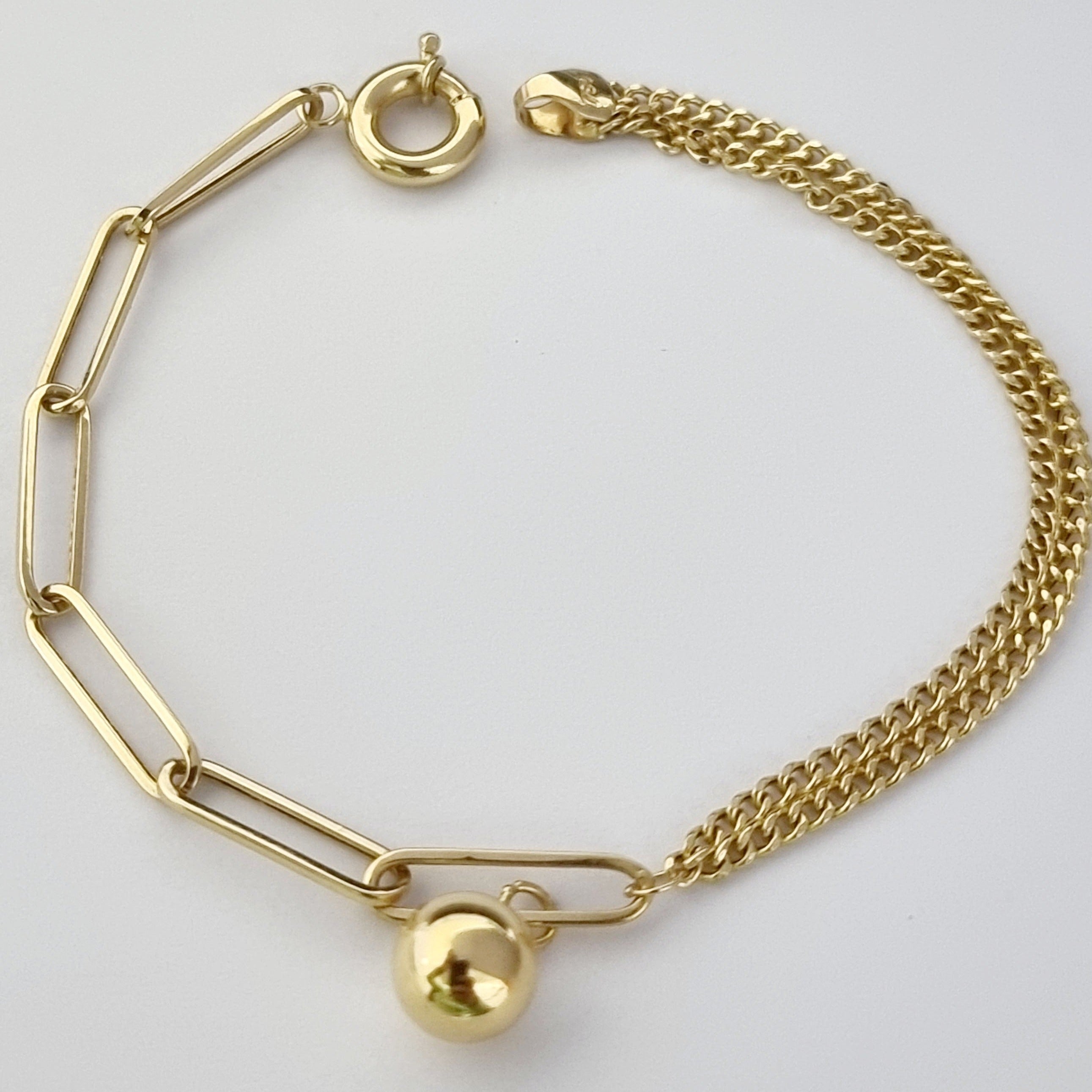 18K Pure Gold Elegant Hanging Ball Bracelet