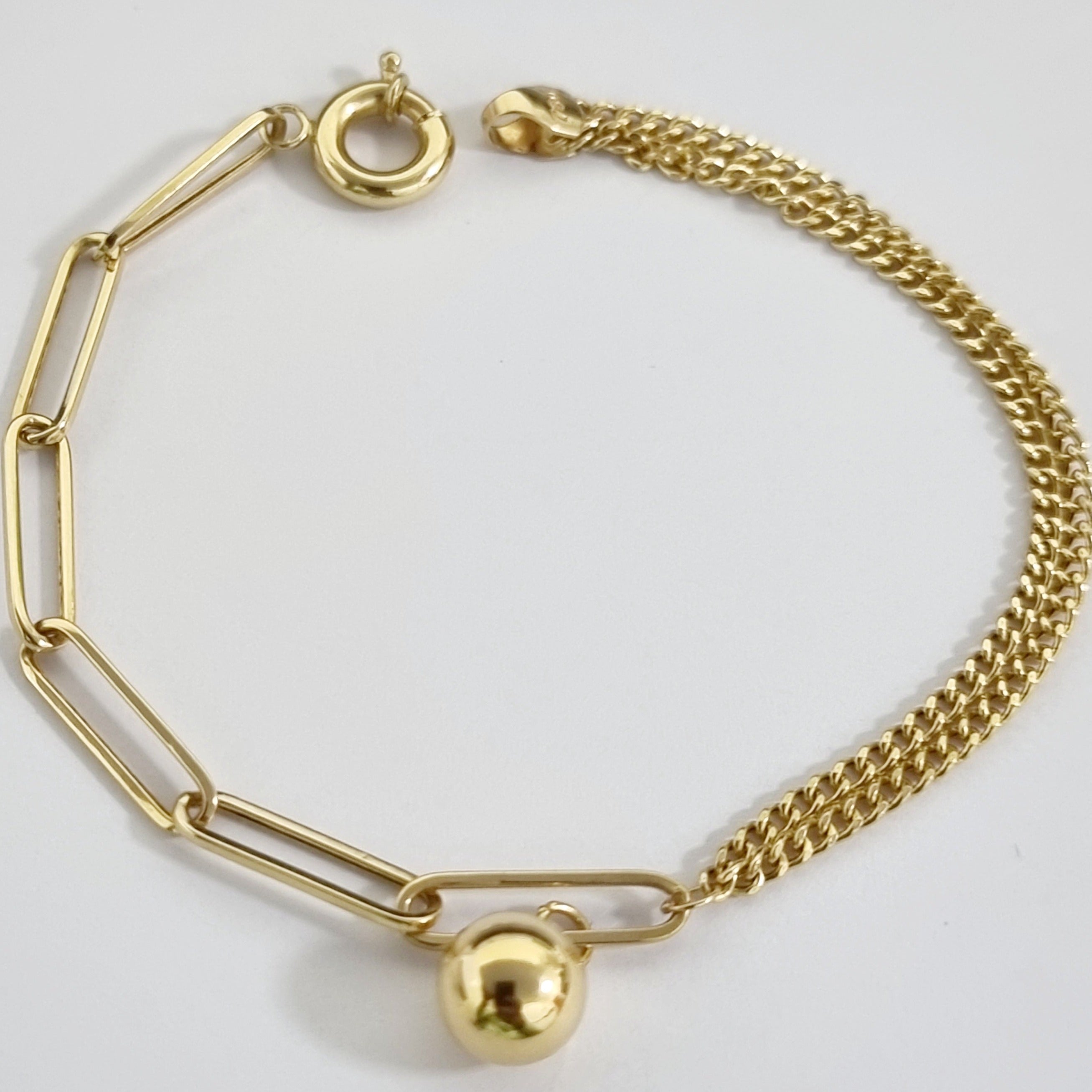 18K Pure Gold Elegant Hanging Ball Bracelet