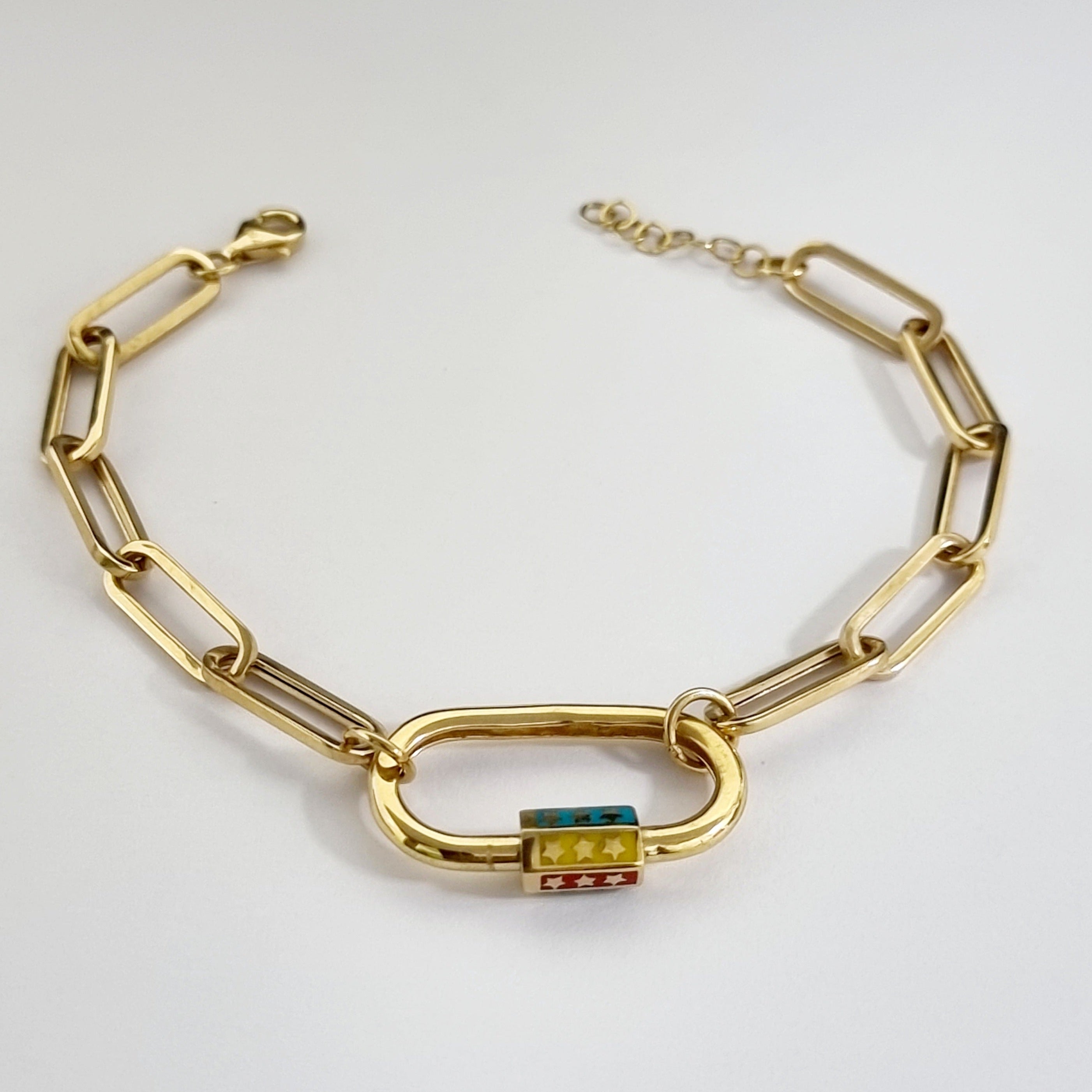 18K Pure Gold Elegant Square Bracelet