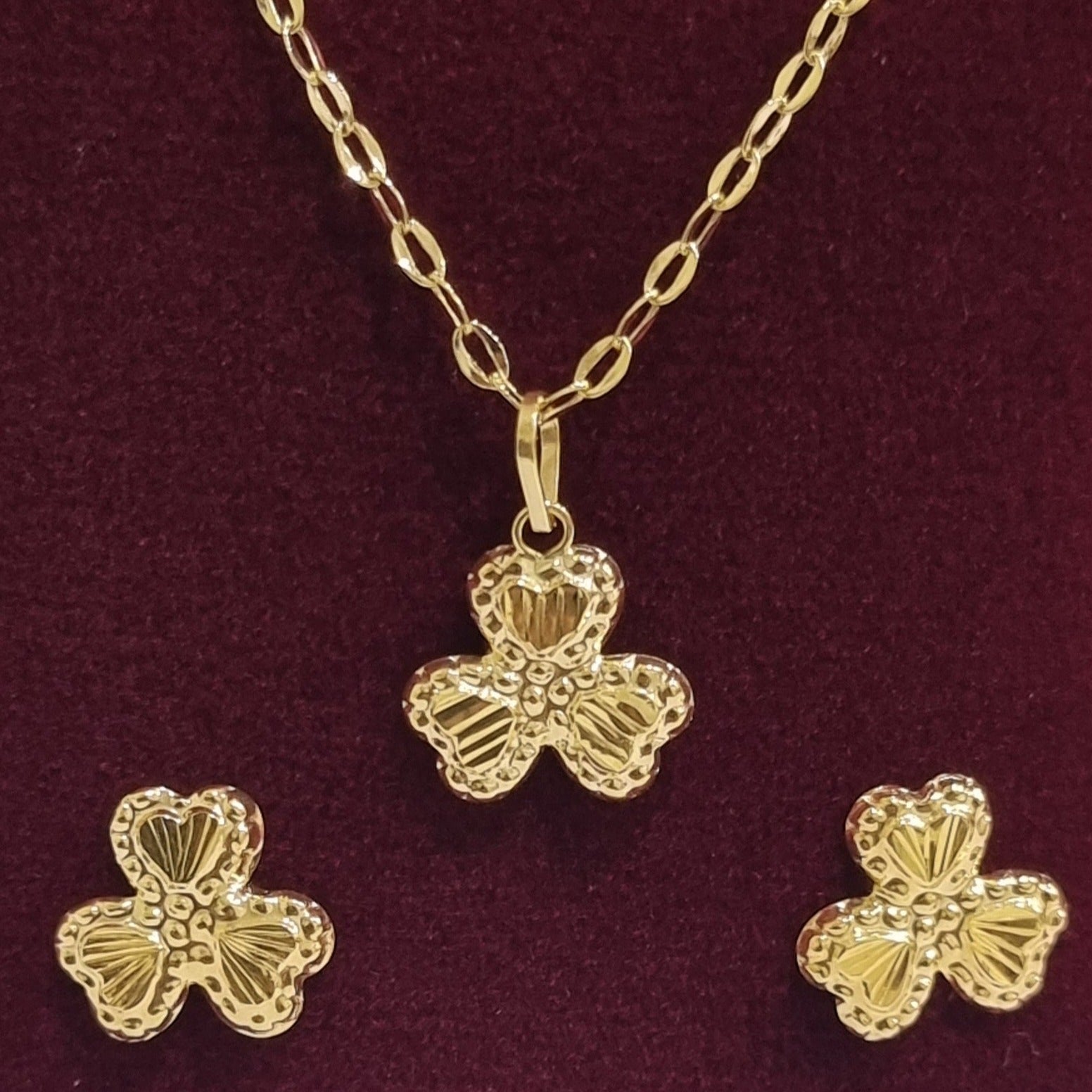 18K Pure Gold Fine Flower Jewelry Set