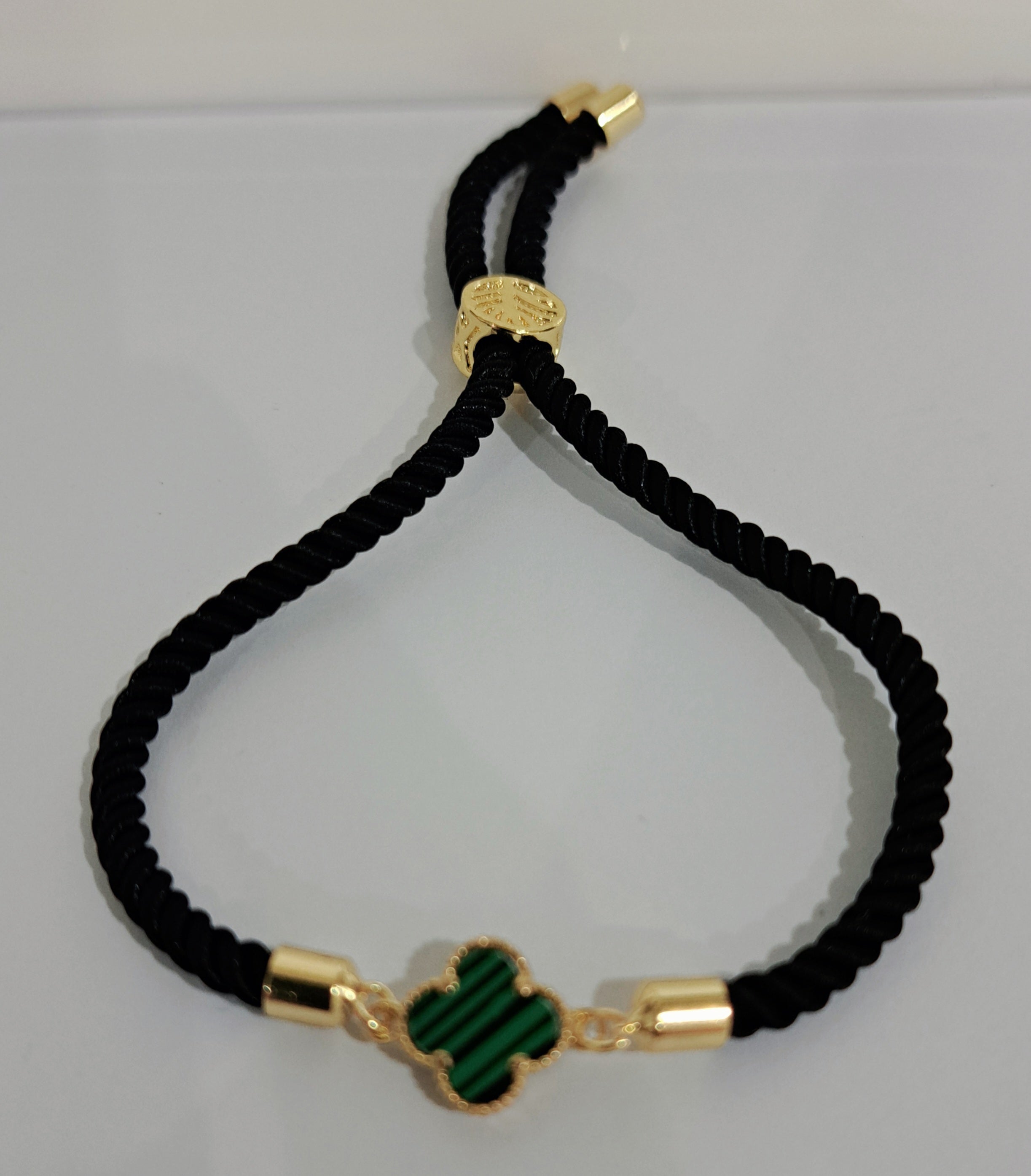18K Pure Gold V.C Green Thread Adjustable Bracelet