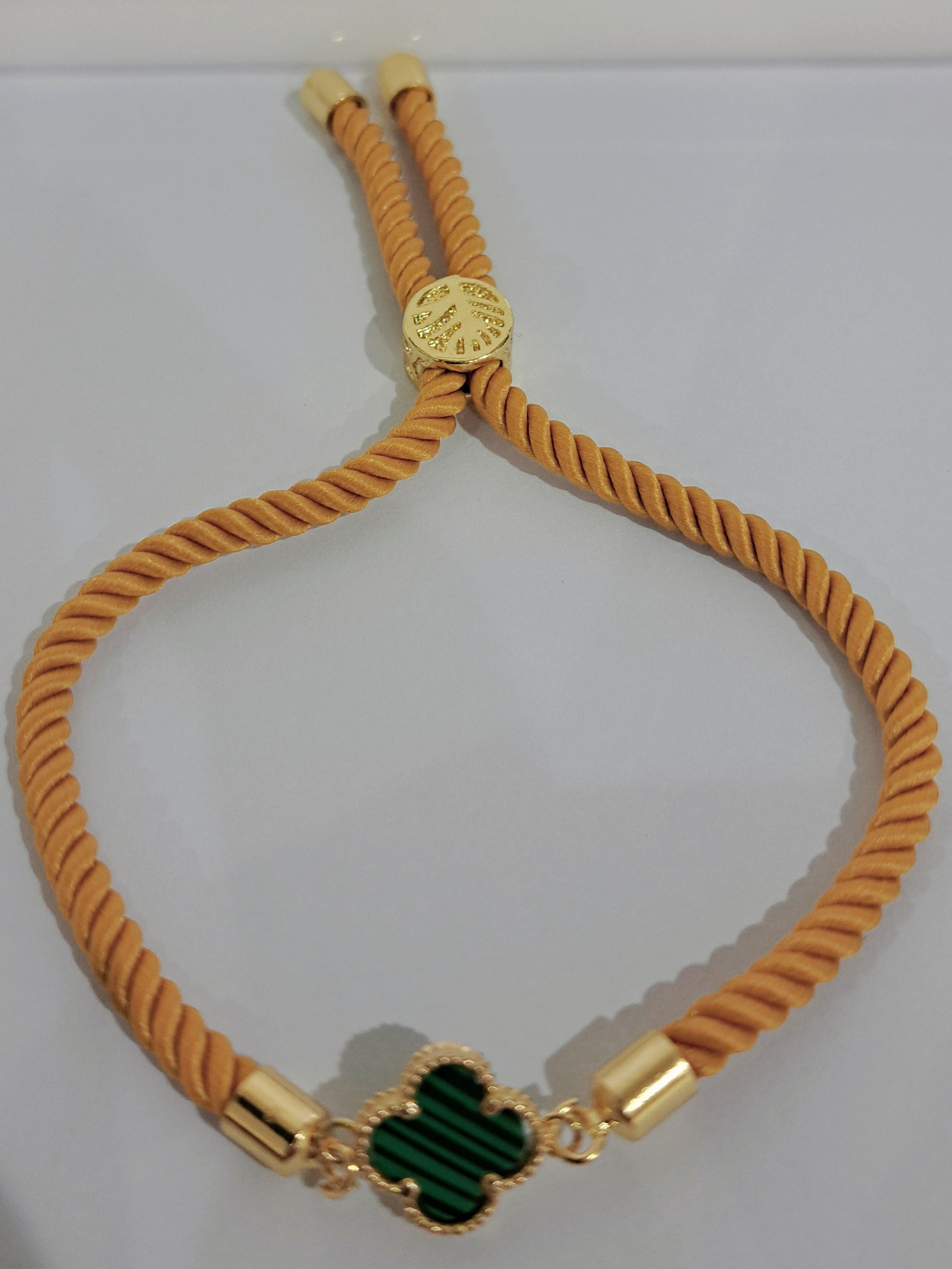 18K Pure Gold V.C Green Thread Adjustable Bracelet