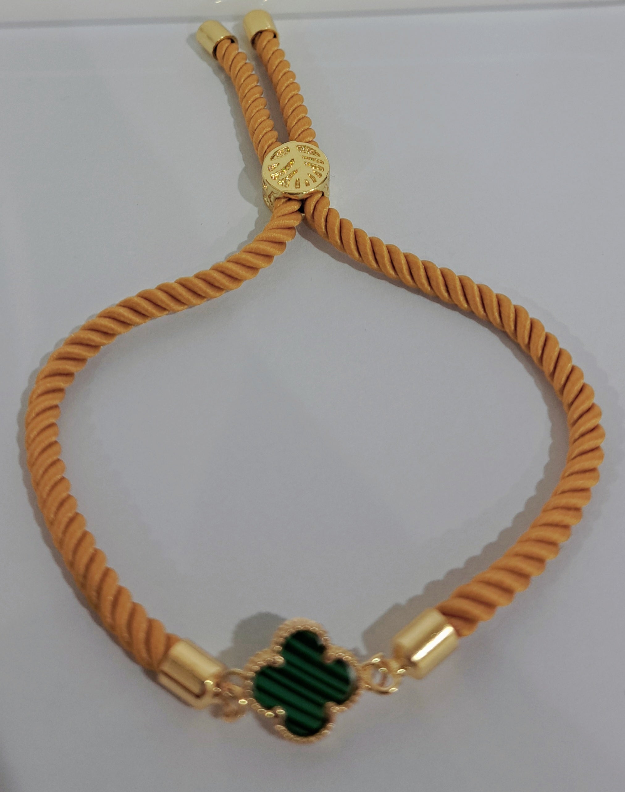 18K Pure Gold V.C Green Thread Adjustable Bracelet