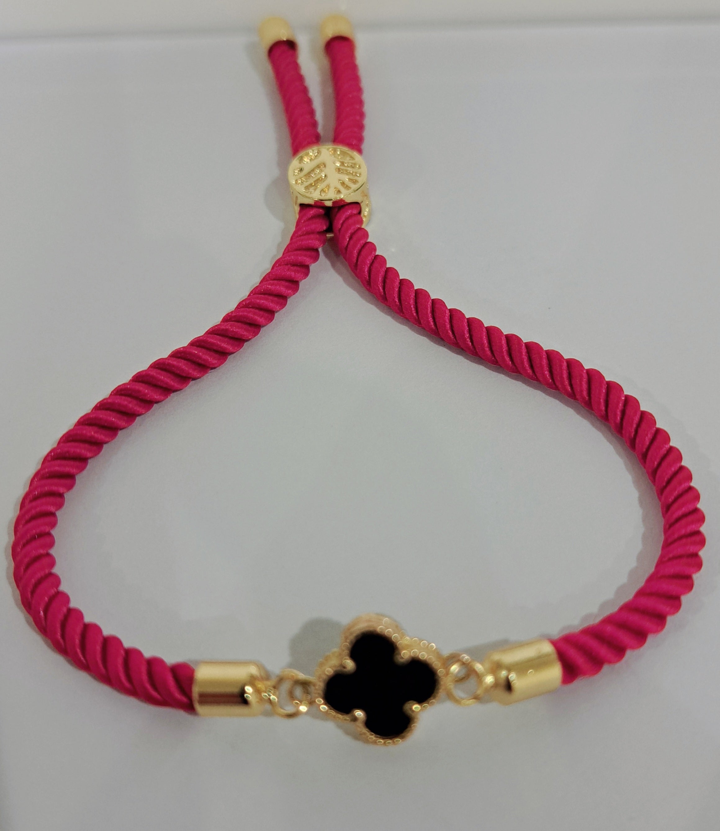 18K Pure Gold V.C Black Thread Adjustable Bracelet