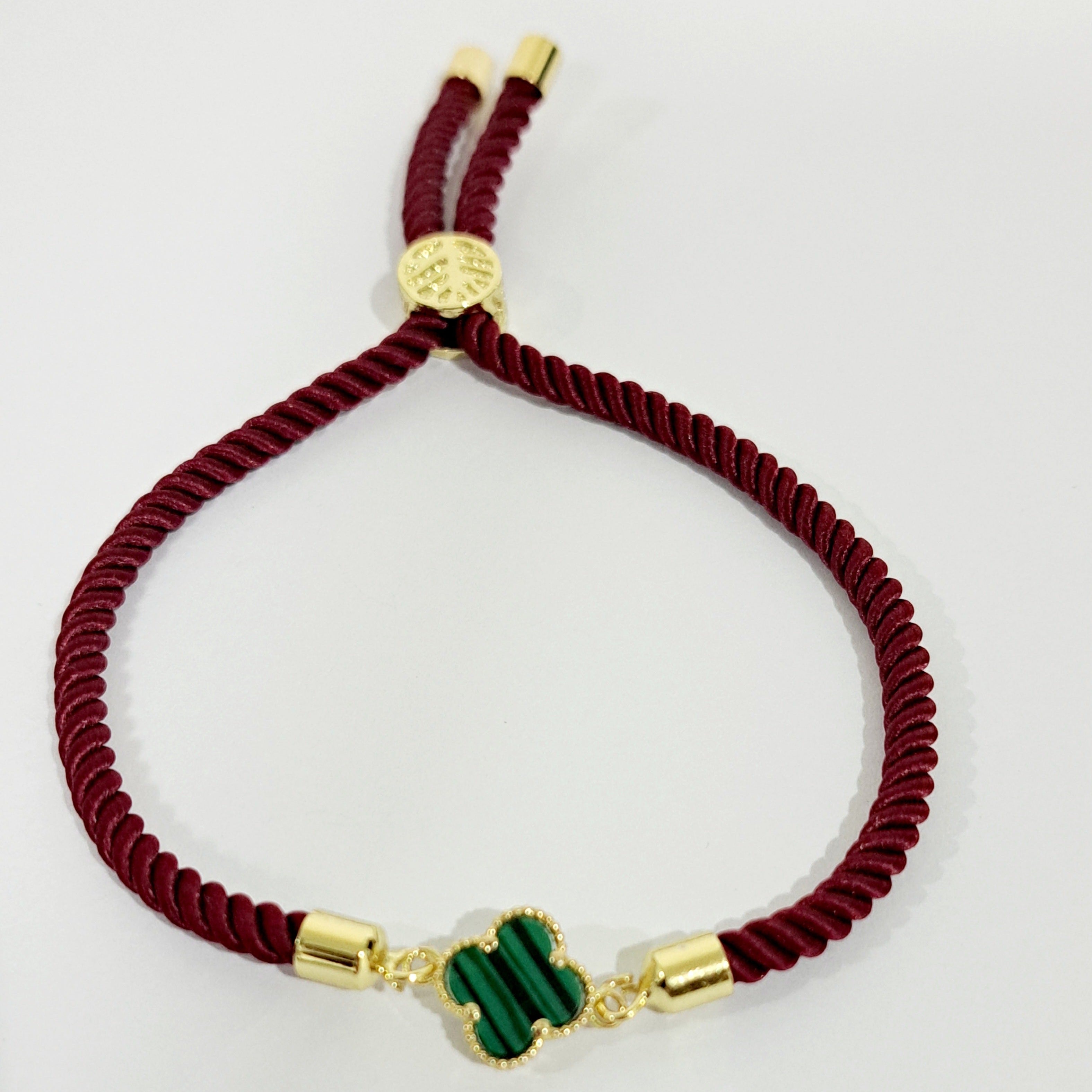 18K Pure Gold V.C Green Thread Adjustable Bracelet