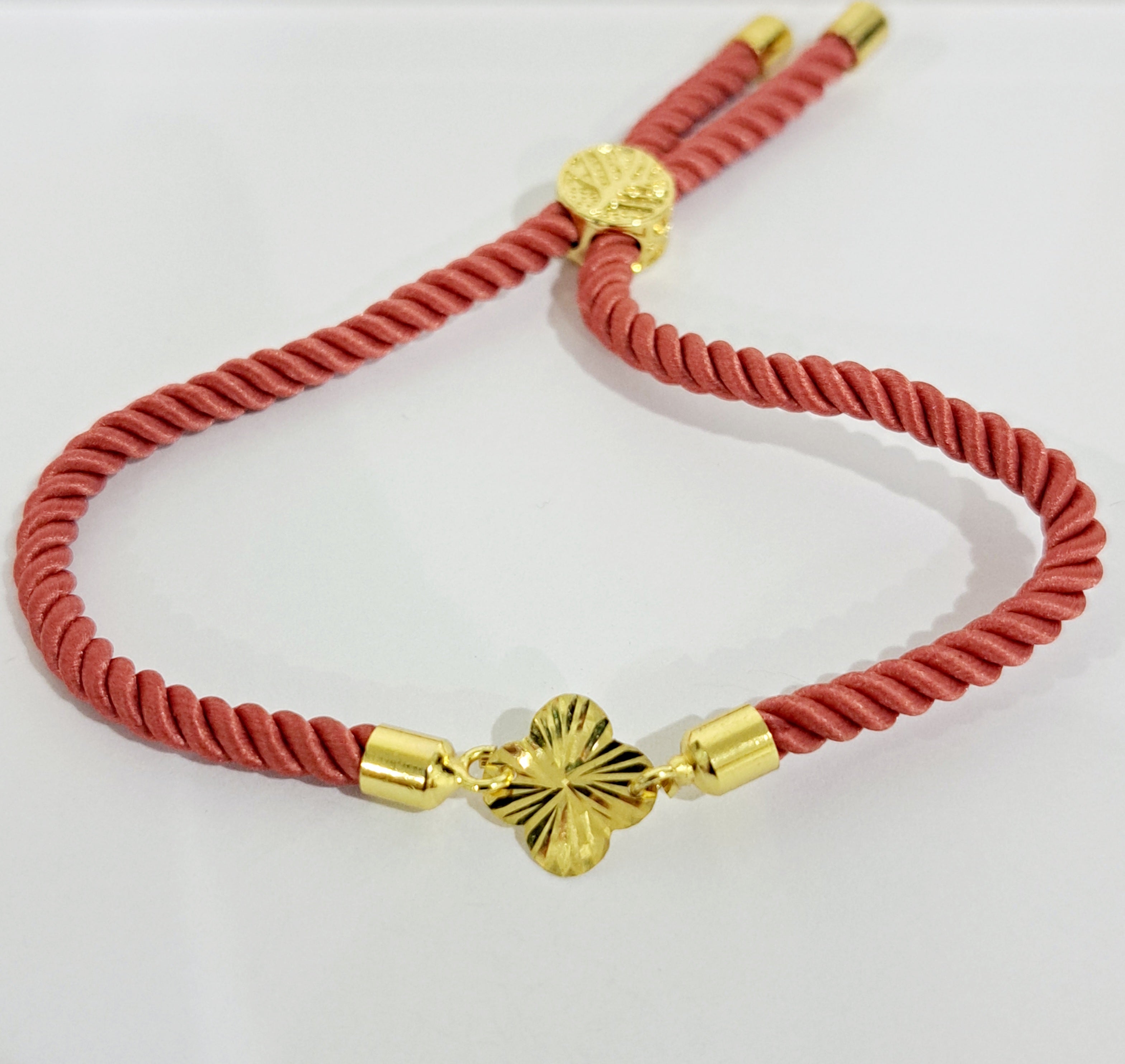 Buy 14k Solid Gold Heart Silk Cord Red String Bracelet Online in India 
