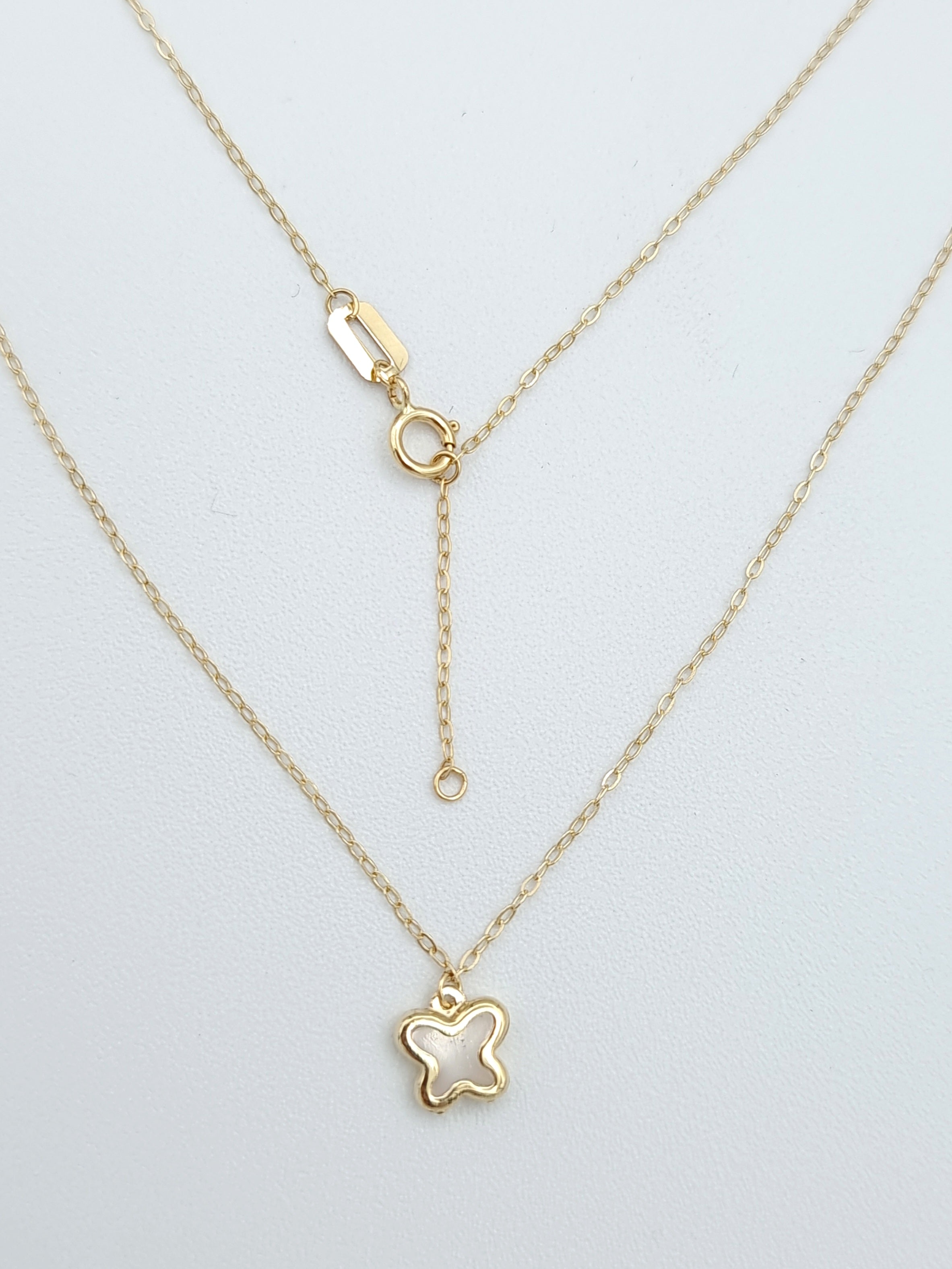 18K Pure Gold White Butterfly Necklace