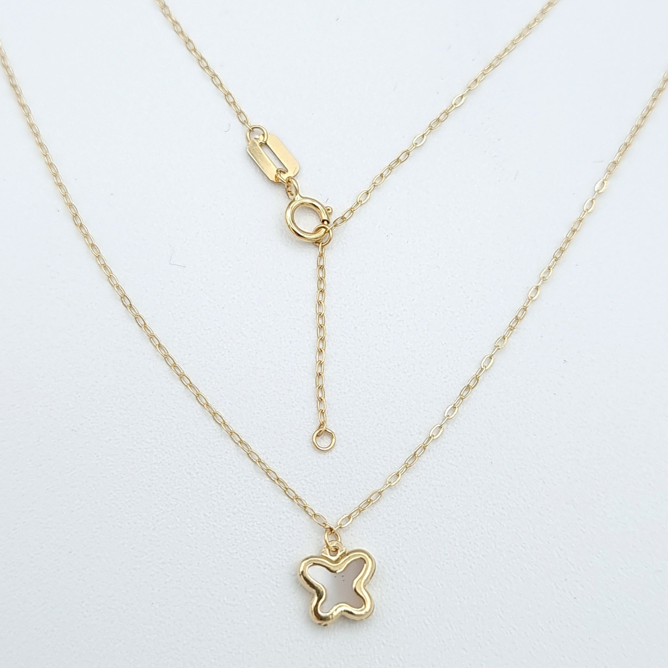 18K Pure Gold White Butterfly Necklace