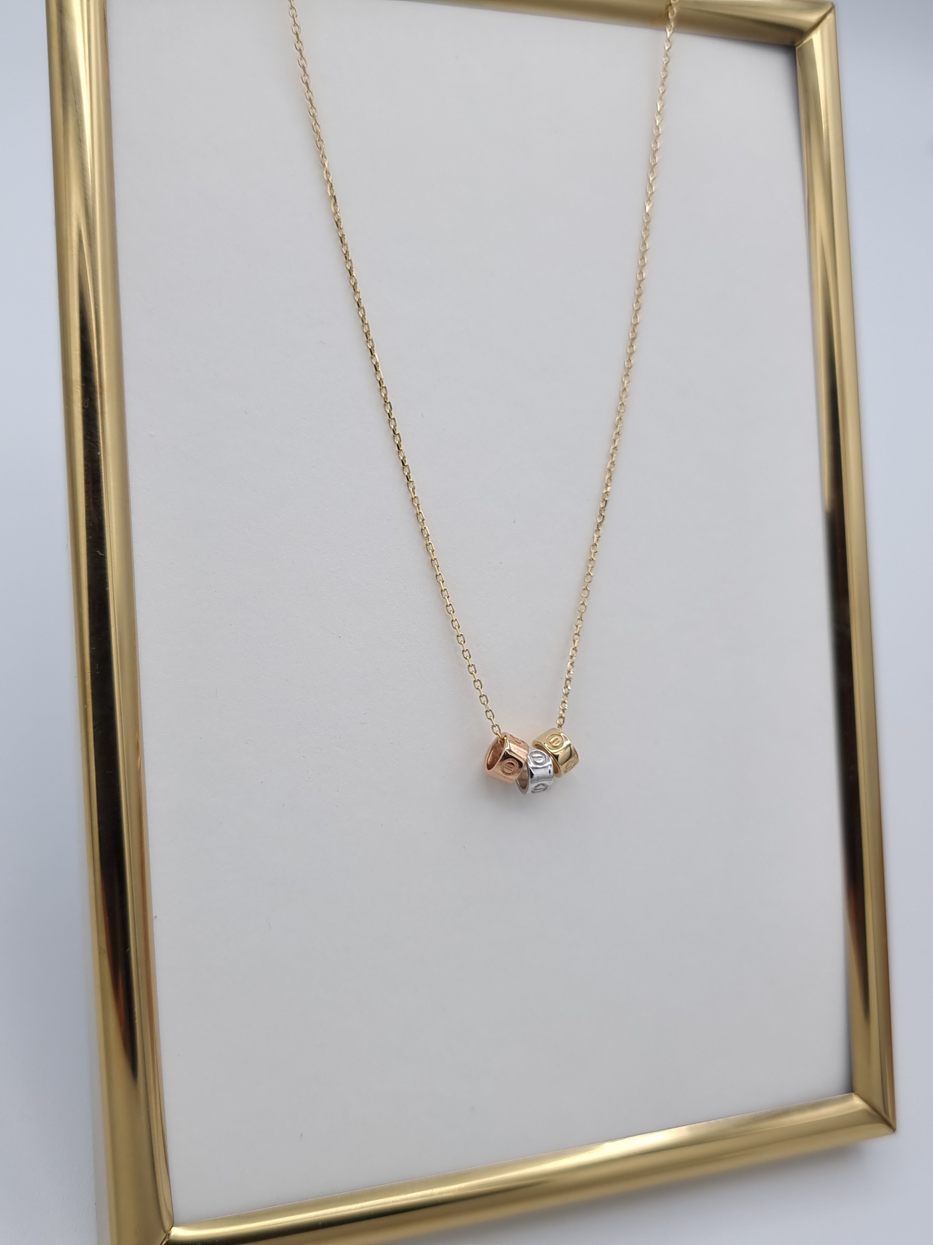 18K Pure Gold 3 Color C.R Pendant Necklace