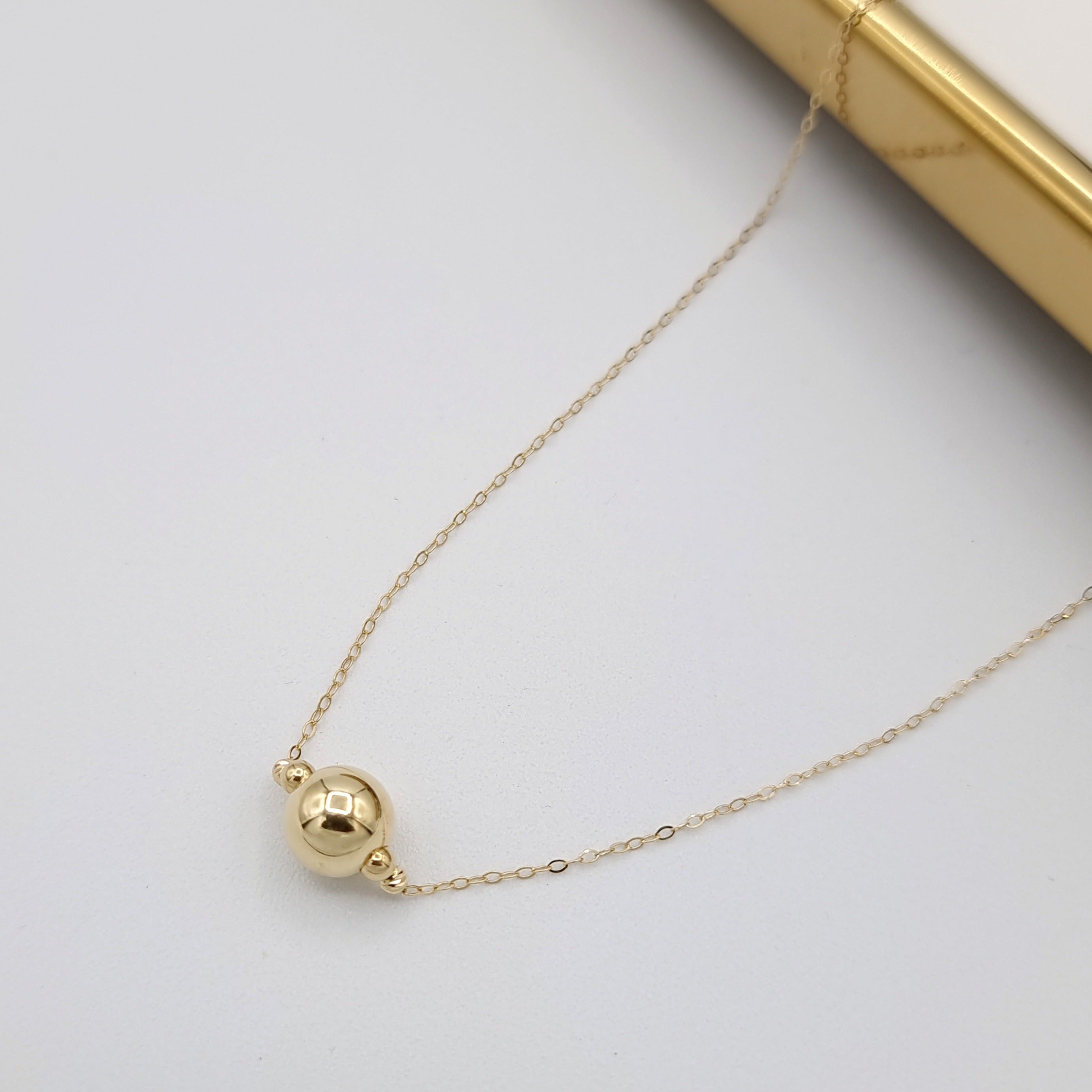 18K Pure Gold Ball Necklace