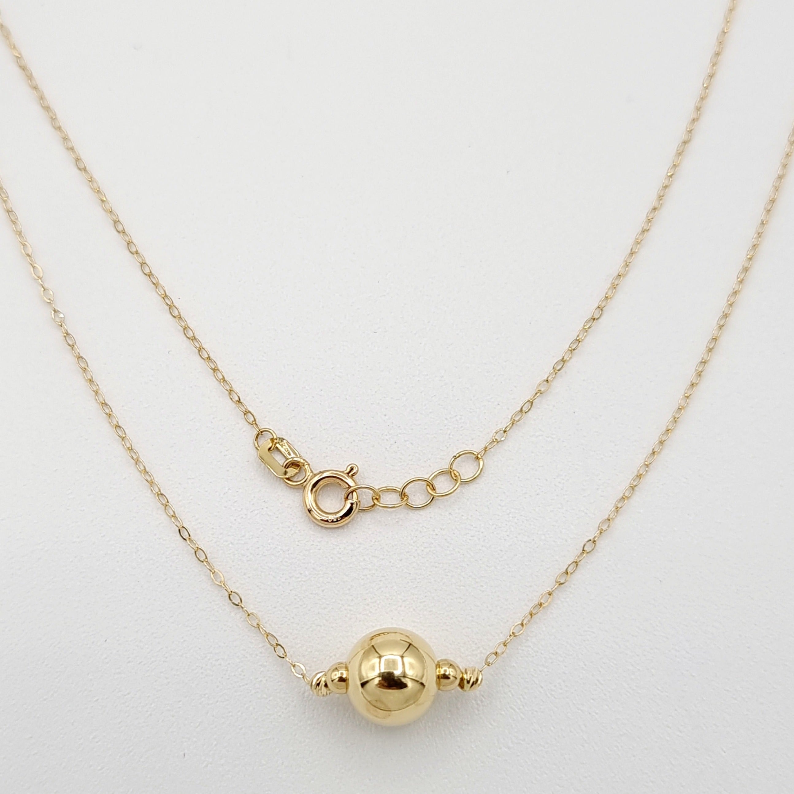 18K Pure Gold Ball Necklace