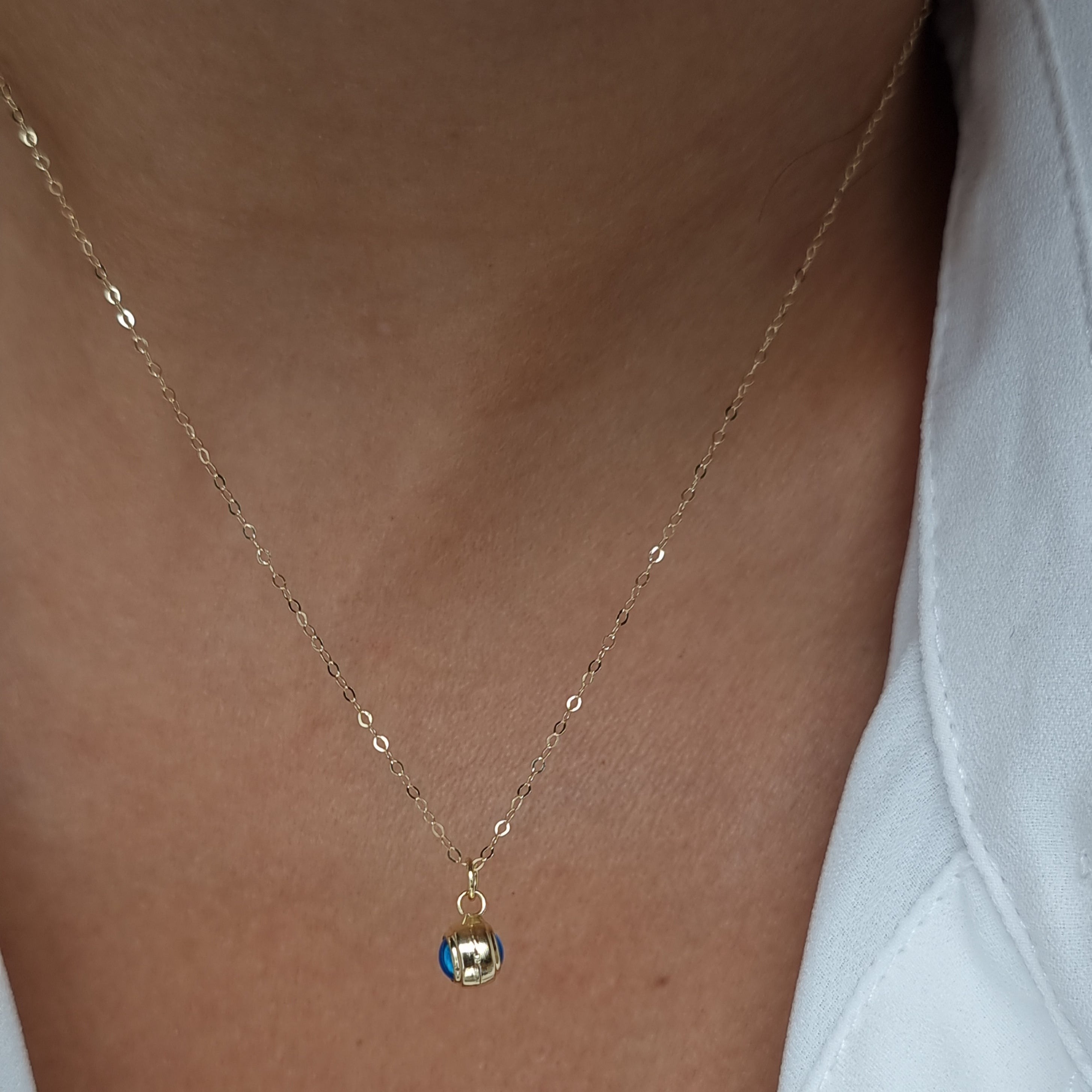 18K Pure Gold Blue Eye Necklace