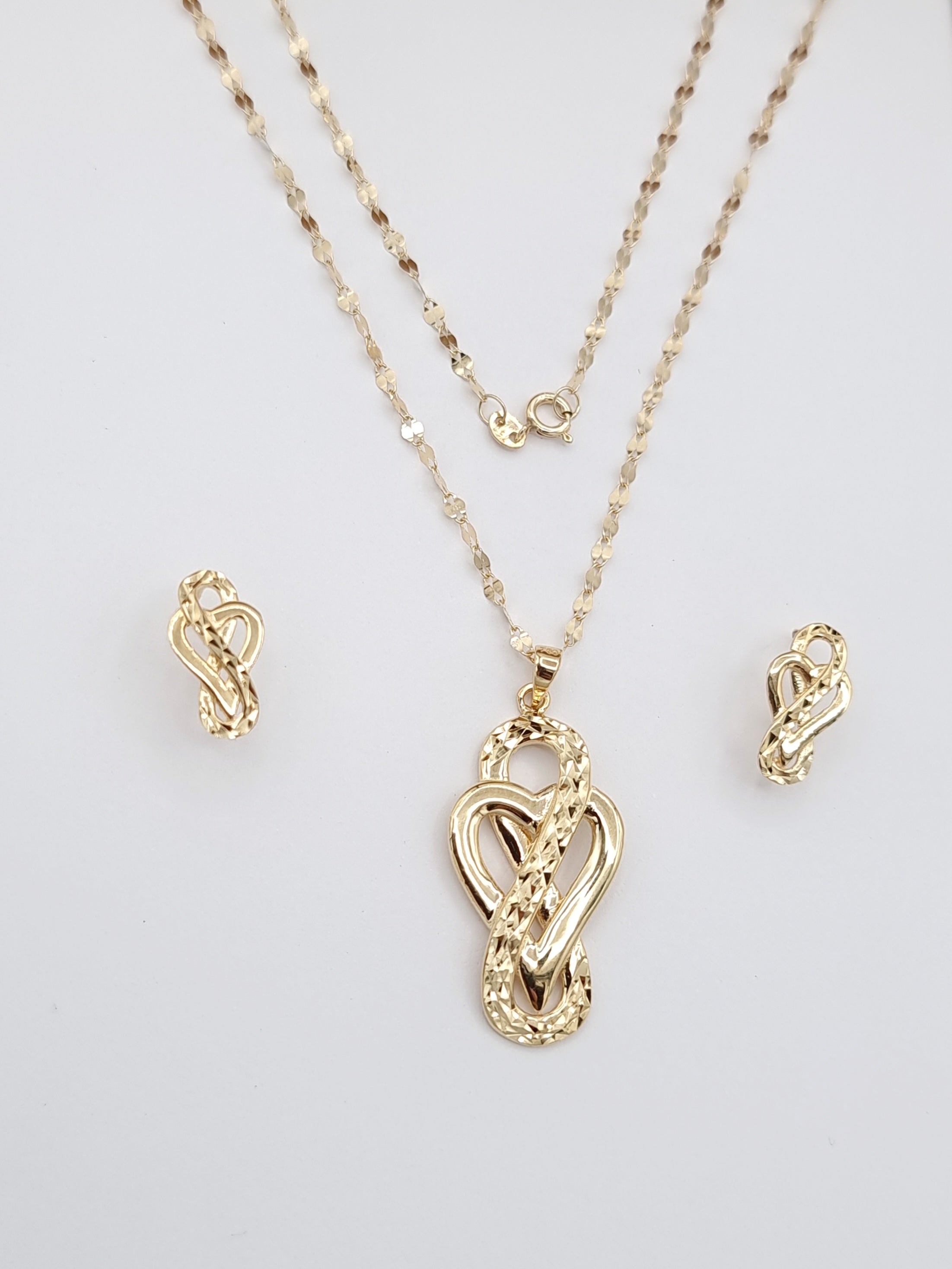 18K Pure Gold Infinity Heart Jewelry Set