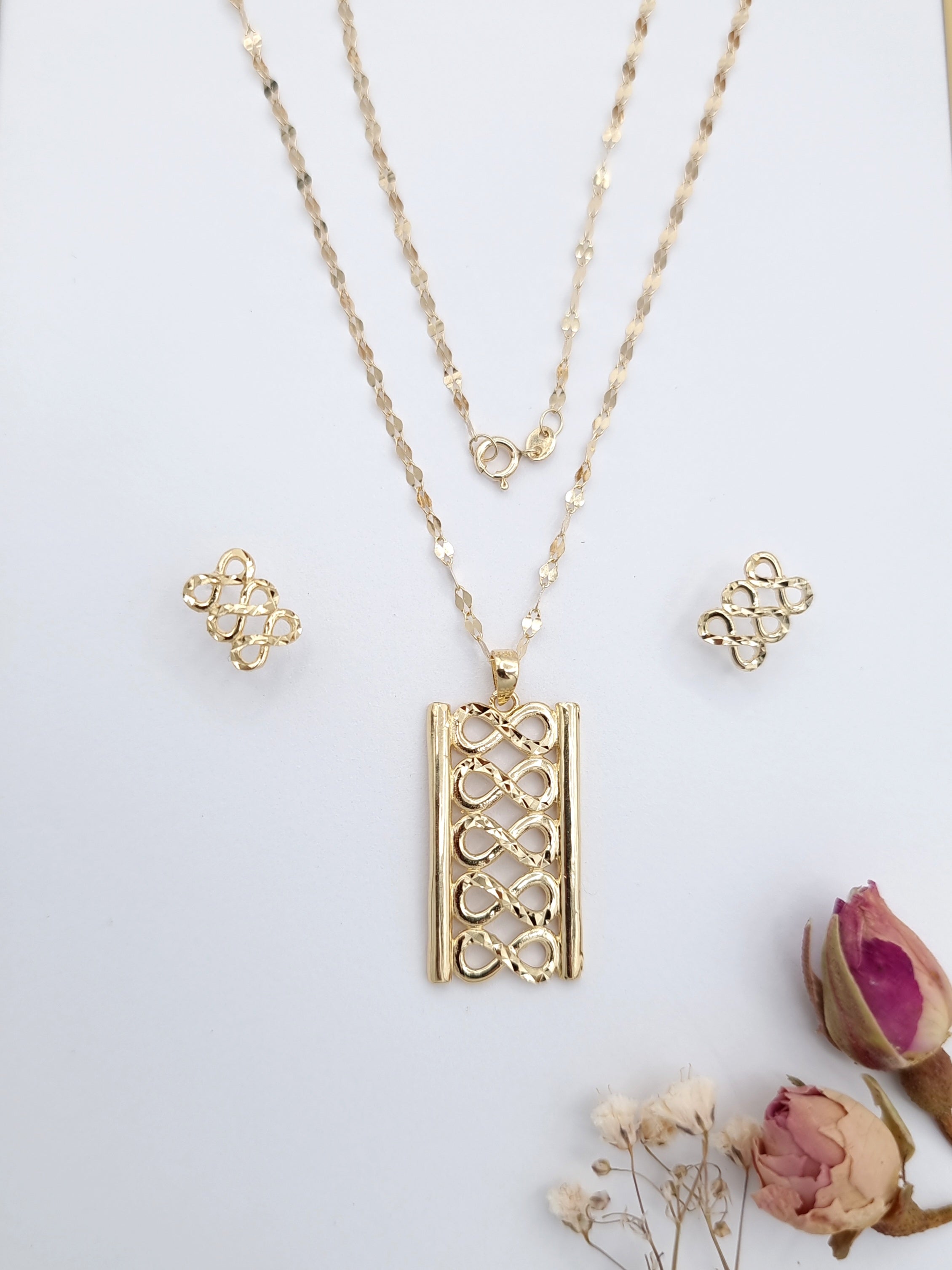 18K Pure Gold Infinity Jewelry Set