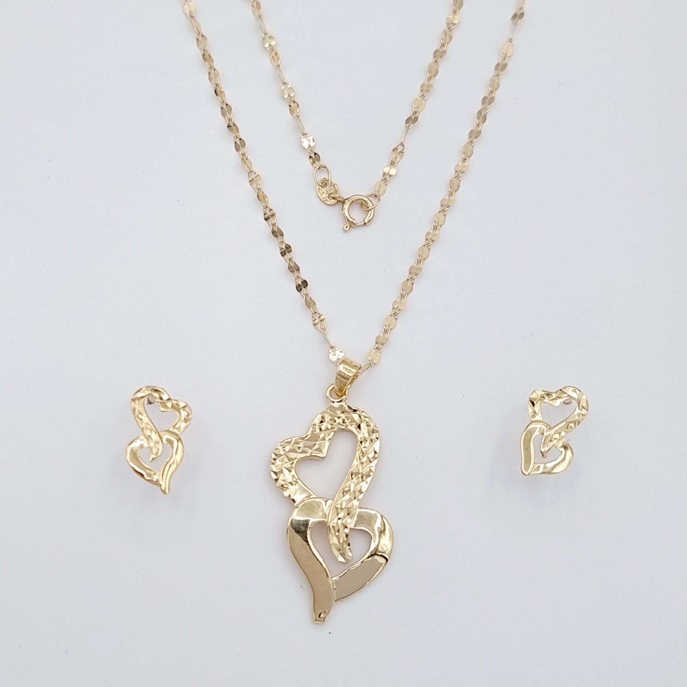 18K Pure Gold Heart Jewelry Set