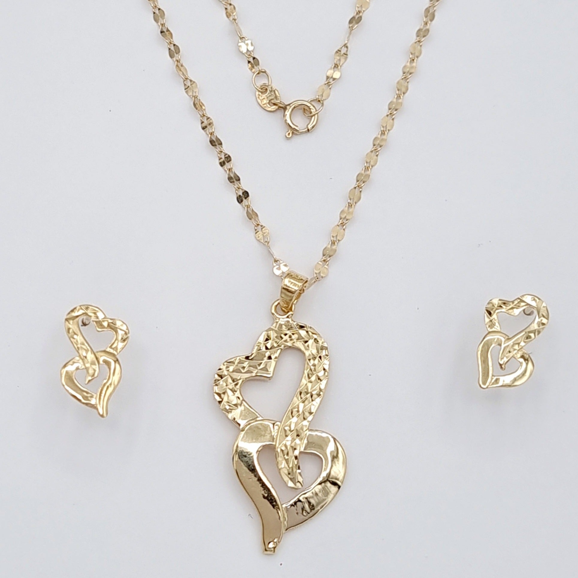 18K Pure Gold Heart Jewelry Set