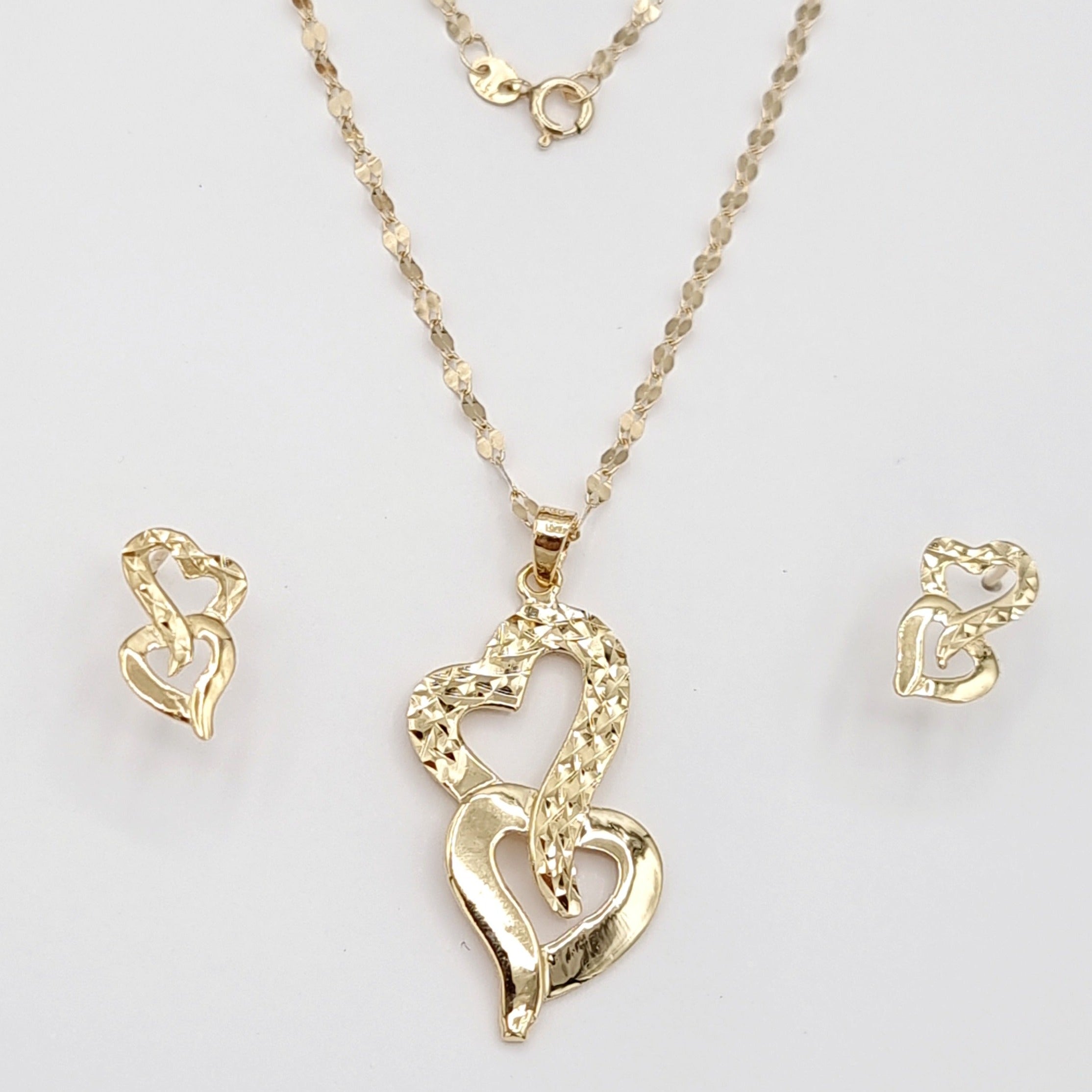 18K Pure Gold Heart Jewelry Set