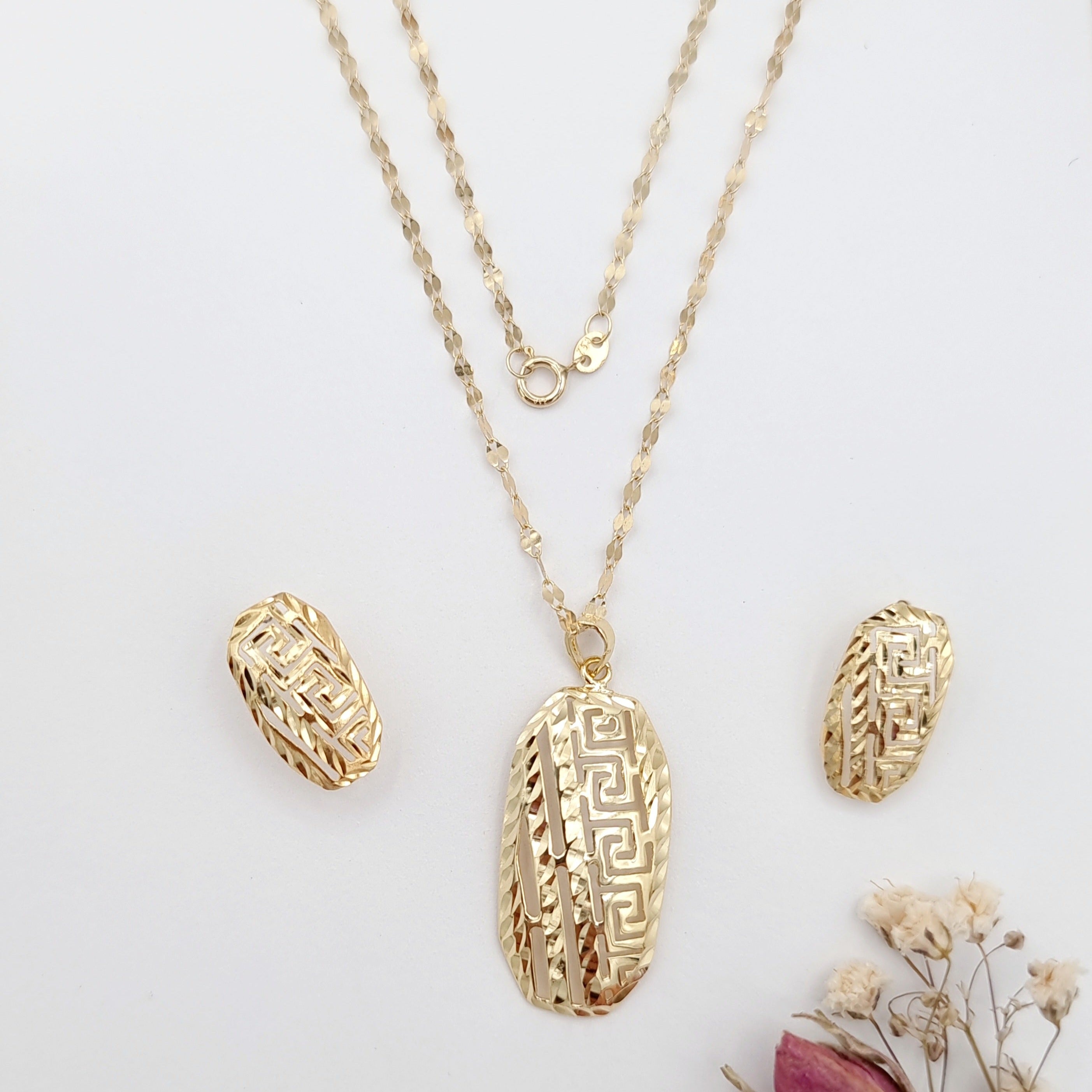 18K Pure Gold Nail Design Jewelry Set