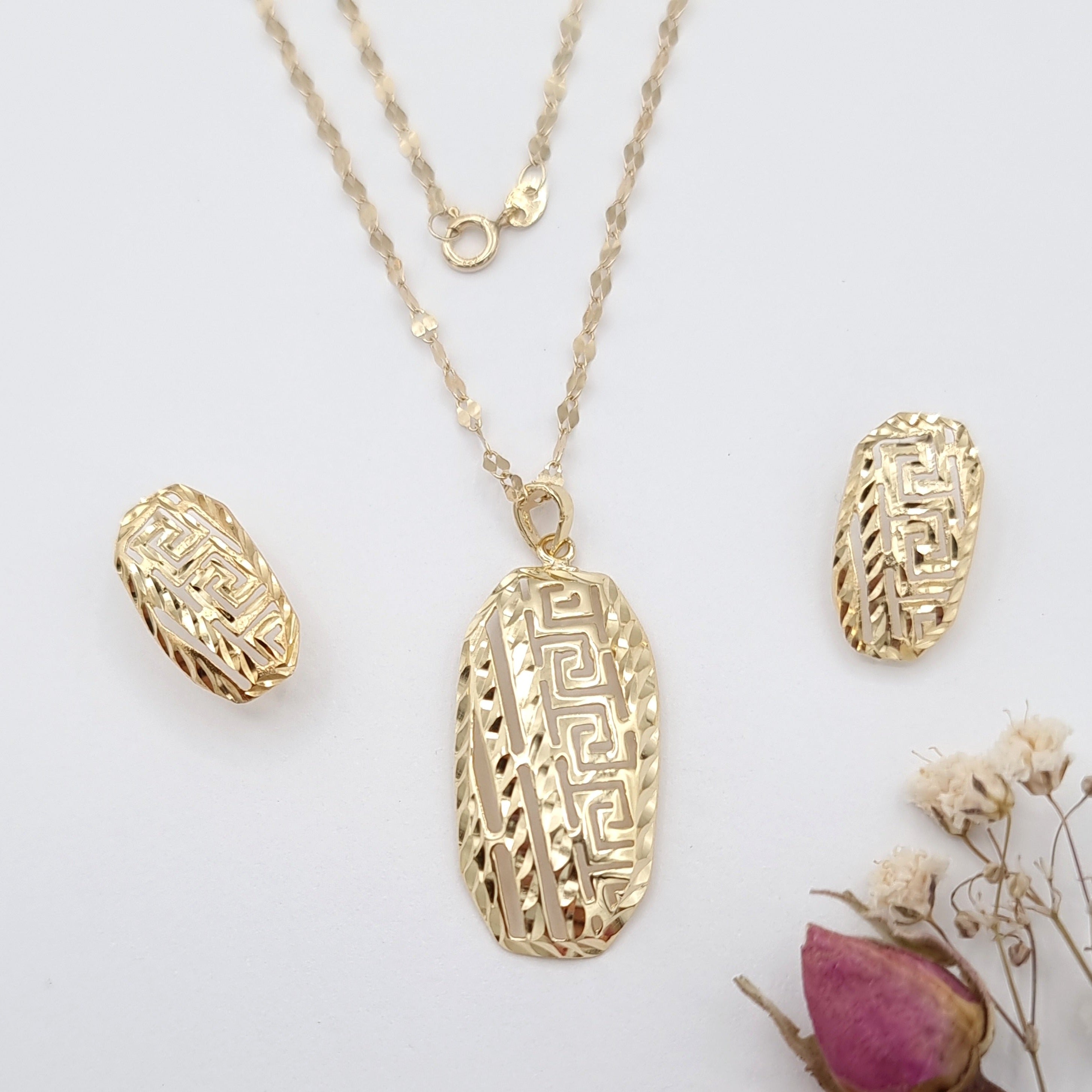 18K Pure Gold Nail Design Jewelry Set