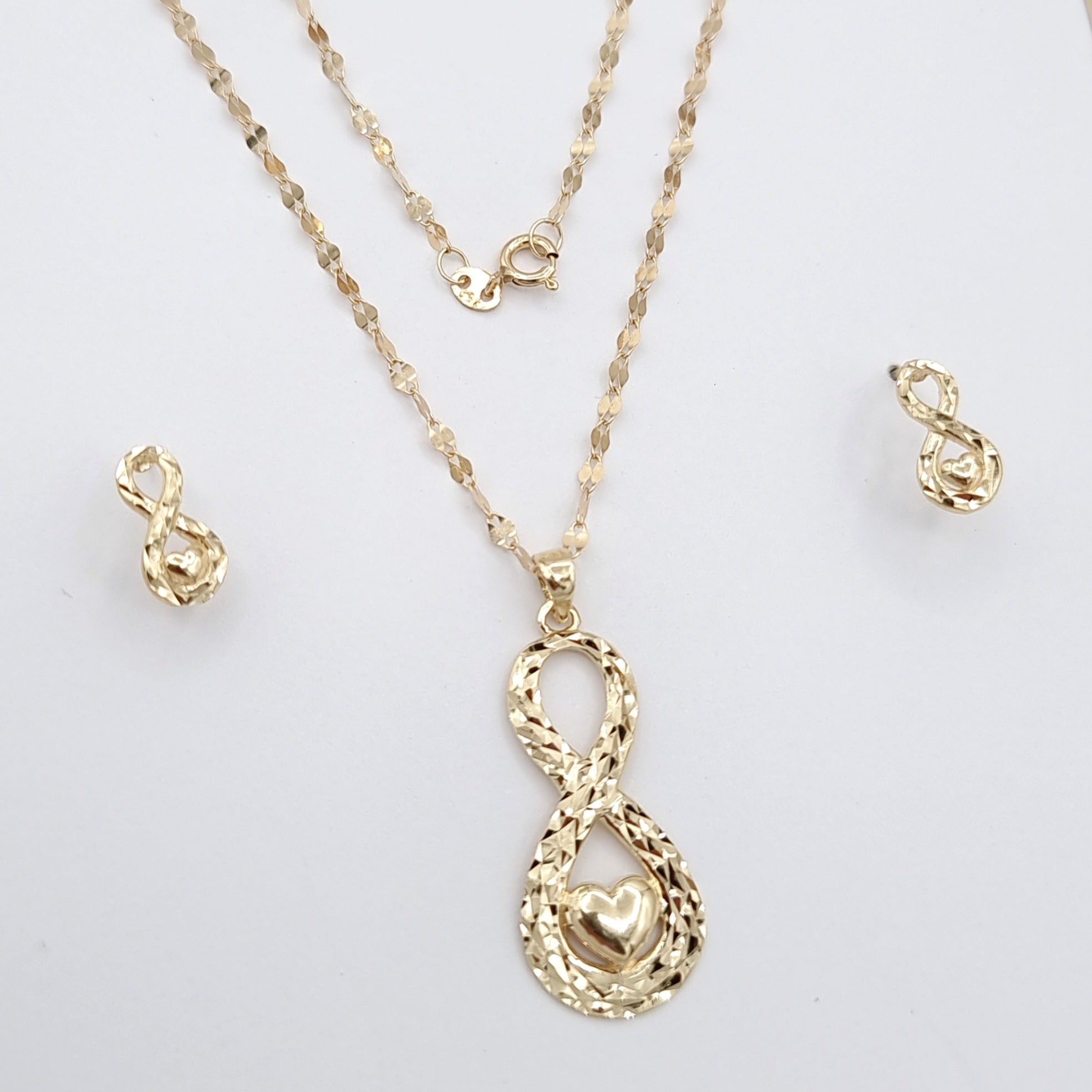 18K Pure Gold Infinity Heart Jewelry Set