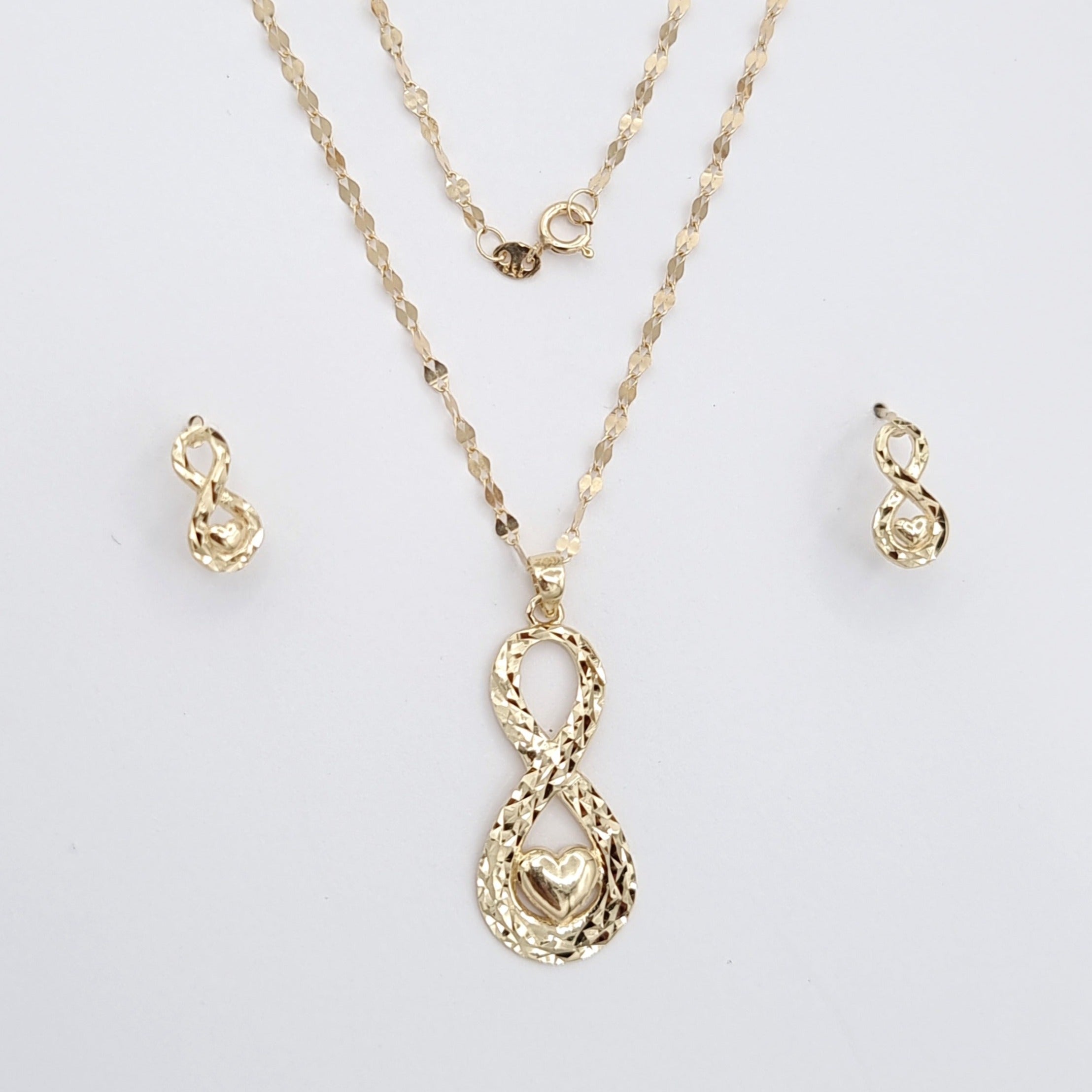 18K Pure Gold Infinity Heart Jewelry Set