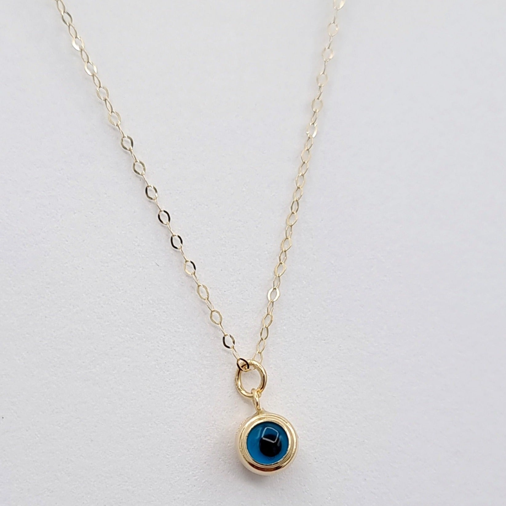 18K Pure Gold Blue Eye Necklace