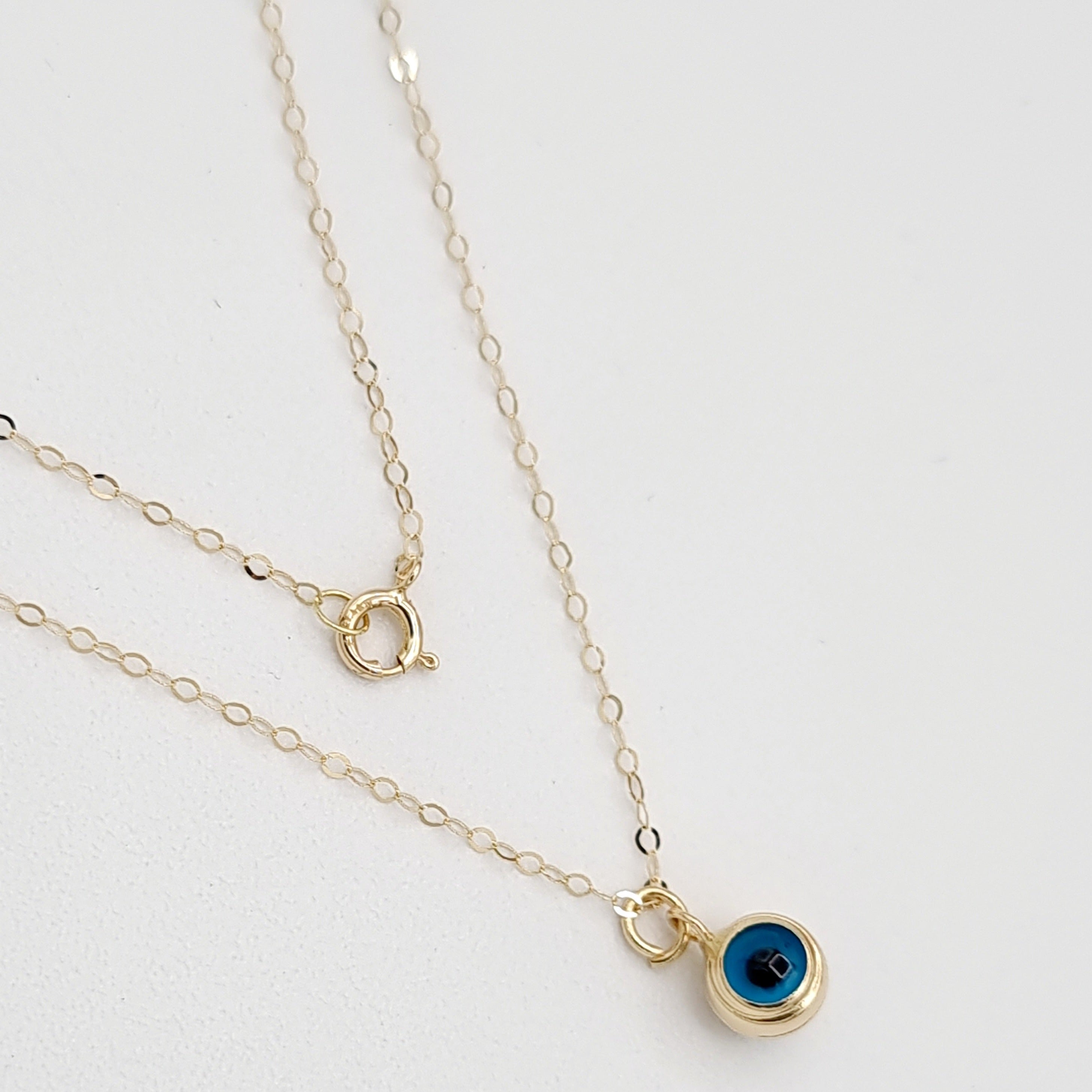 18K Pure Gold Blue Eye Necklace