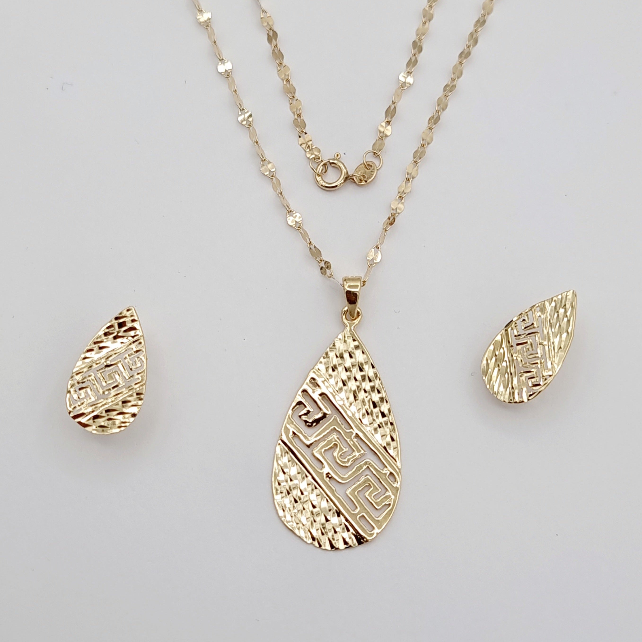 18K Pure Gold Drop Design Jewelry Set