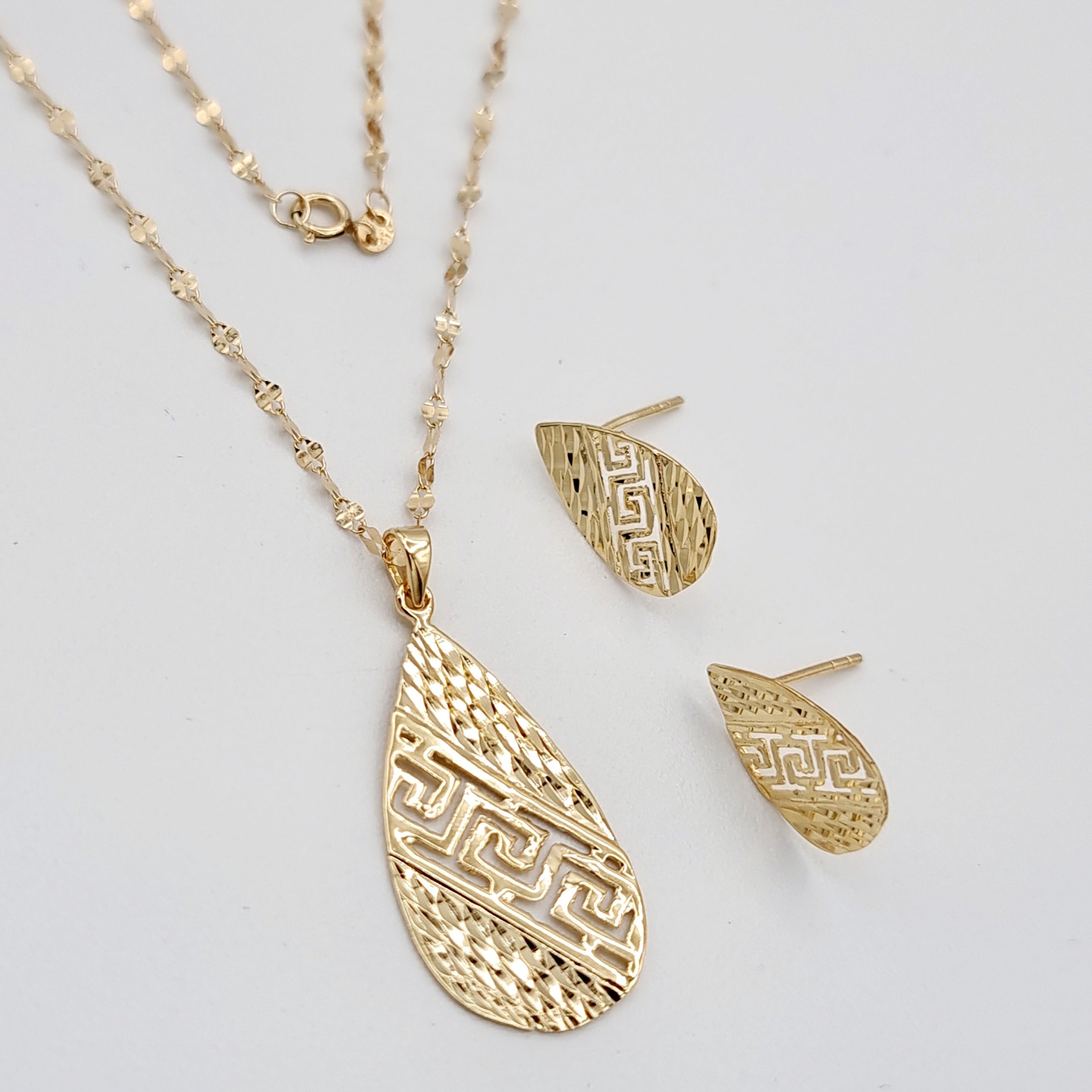 18K Pure Gold Drop Design Jewelry Set