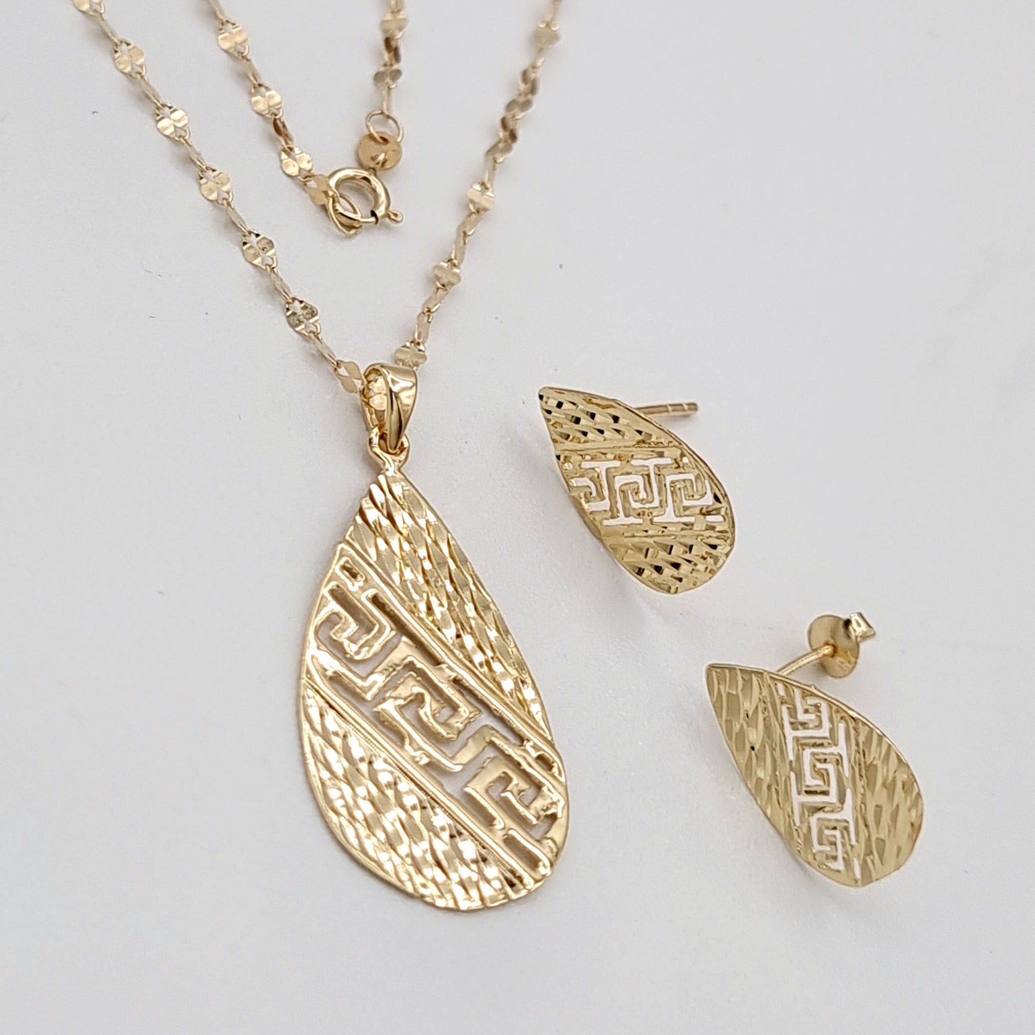 18K Pure Gold Drop Design Jewelry Set